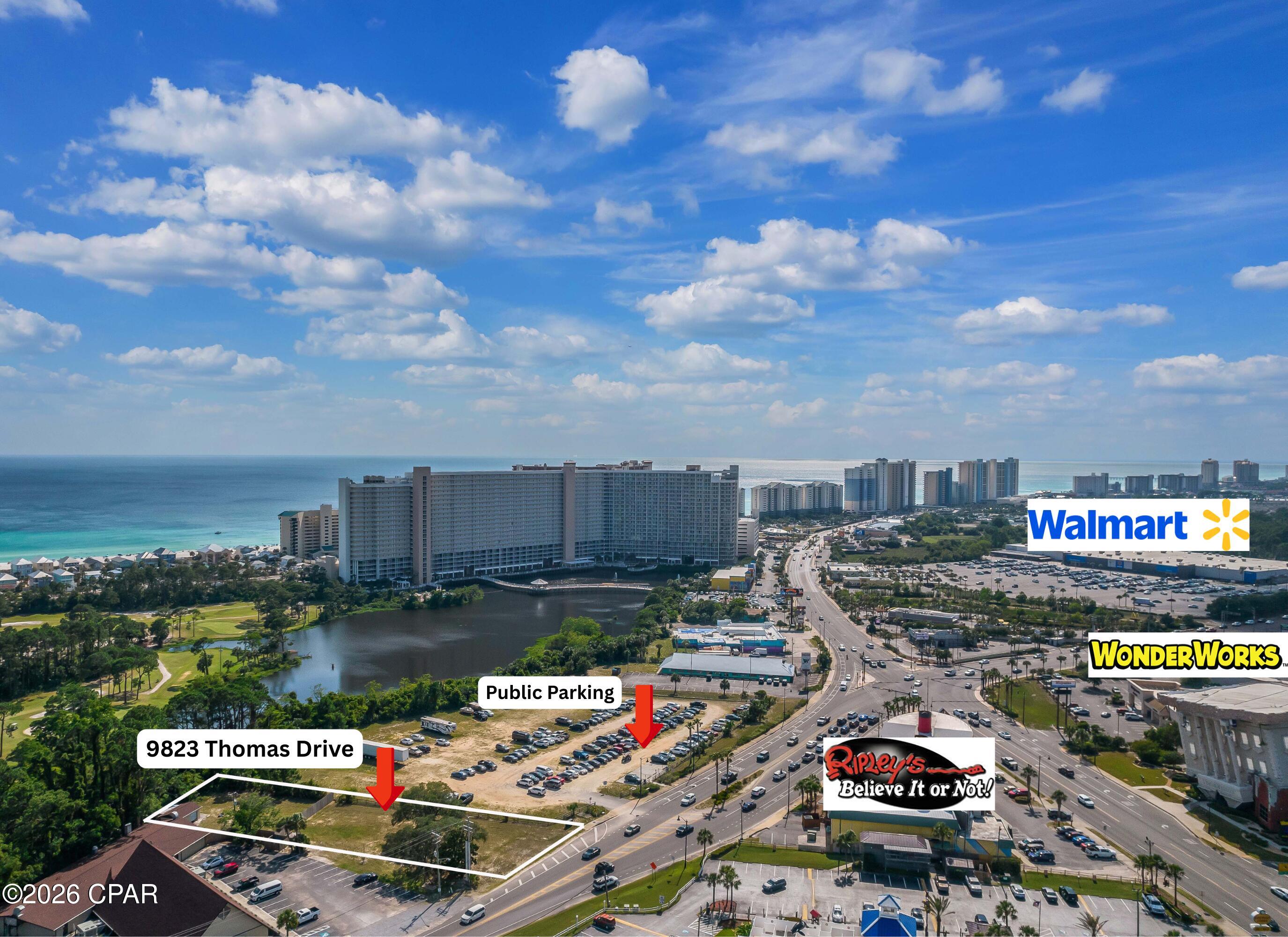 🚨 PRIME COMMERCIAL LOT IN THE HEART OF PANAMA CITY BEACH 🚨
High-Traffic Location | Tourism Corridor | Development Opportunity

Position your business in one of the most traveled and recognized tourist destinations on the Gulf Coast.

This highly visible commercial parcel sits directly in the center of Panama City Beach's entertainment and tourism district, surrounded by major attractions, restaurants, hotels, and year-round visitor traffic.

Property Highlights
✅ Daily Traffic Counts of Approximately 19,000 Vehicles

✅ Located Across from Ripley's Believe It or Not! and WonderWorks

✅ Minutes from Beaches, Resorts, Restaurants, and Entertainment Venues

✅ 90 Feet of Frontage on Thomas Drive

✅ Approximately 0.57 Acres

✅ Commercial Zoning

✅ Utilities Available

✅ City Road Access

✅ Exceptional Visibility for New Business Development

Ideal Uses
• Retail Center
• Restaurant or Café
• Entertainment Venue
• Tourism-Focused Business
• Medical or Professional Offices
• Service-Based Business
• Mixed Commercial Development

Investor Opportunity
The property line extends beyond the existing rear fence, creating additional development flexibility and future income potential. There may also be opportunities associated with the adjacent building area, offering added value for investors and developers seeking a strategic PCB location.

With tourism continuing to drive growth in Panama City Beach, opportunities to acquire commercially positioned land in this corridor are becoming increasingly limited.

📈 Build where customers already are.
