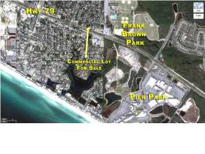 This site was just rezoned to Commercial - Low Intensity. Good sized lot at 80x120. Perfect for a real estate office or other business. It is located about a half mile west of the entrance to Pier Park, right on Hwy 98 (Back Beach Road). It has a very high elevation, perhaps one of the highest elevations on the beach. From a second story, you may have gulf views. There is a DOT retaining wall at the front of this property. The driveway will need to be expanded (DOT has the current survey of the lot). This is just a great location, so close to Pier Park, so close to Frank Brown Park. It is in between Pier Park and Hwy 79 on Back Beach Road. Owner is a licensed FL realtor. Also MLS 608006 is listed with 4 commercial lots (160' on Back Beach Road) and 2 residential lots (on Porter  Dr). Together there could be 8 lots at a total of .88 acres with 240' frontage on Back Beach Road.