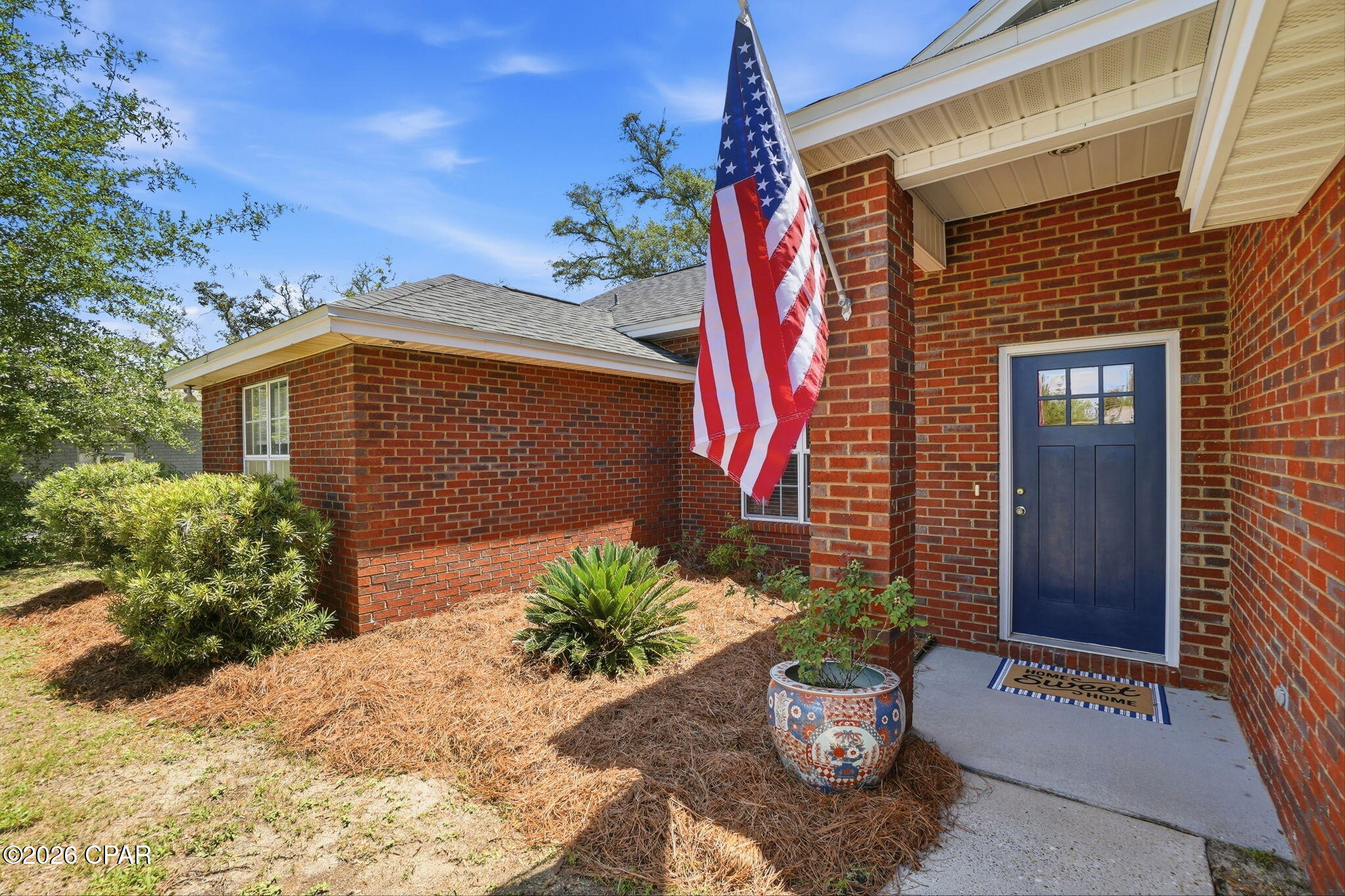 CURRENTLY UNDER CONTRACT, SELLER WILL CONSIDER BACKUP OFFERS. MOVE-IN READY CRAFTSMAN BEAUTY W/ GENERAC GENERATOR, SCREENED PORCH, AND LARGE FENCED YARD! Beautifully maintained and custom built with upgrades, this all-brick 3-bedroom, 2-bath home offers comfort, functionality, and timeless style in a desirable NO HOA neighborhood. From the moment you arrive, you'll appreciate the home's inviting Craftsman-style exterior, featuring solid brick construction, lush landscaping, and excellent curb appeal. Inside, the bright and open floor plan is designed for both comfortable everyday living and effortless entertaining. The spacious kitchen, living, and dining areas flow seamlessly together and are filled with natural light. Wood and tile flooring throughout provide durability and easy maintenance, while a lovely fireplace creates a warm and welcoming focal point. The beautifully appointed kitchen features granite countertops, stainless steel appliances, custom cabinetry, and a convenient breakfast bar perfect for casual dining. Privately situated away from the guest rooms, the spacious primary suite offers a relaxing retreat complete with a walk-in closet and an en-suite bath featuring an oversized vanity, large step-in shower, and plenty of storage space. Two additional bedrooms and a full hall bath provide comfortable accommodations for family or guests. Step outside and enjoy the incredible outdoor living spaces! The home boasts a large fenced backyard, a lovely open patio, and a fantastic screened-in porch ideal for relaxing evenings, entertaining, or enjoying Florida living all year long. Additional highlights include a new storage shed, attached 2-car garage, laundry room with pantry area, covered front porch, and a Generac whole-home generator for added peace of mind. Perfectly positioned near shopping, restaurants, hospitals, and both military bases, this home also sits within a golf cart-friendly community near Panama Country Club and Sharon Sheffield Park, where you can enjoy local concerts, festivals, and outdoor recreation. Combining thoughtful upgrades, functional design, and a peaceful neighborhood setting, this exceptional property truly has it all. Call today for more information or to schedule your private tour!