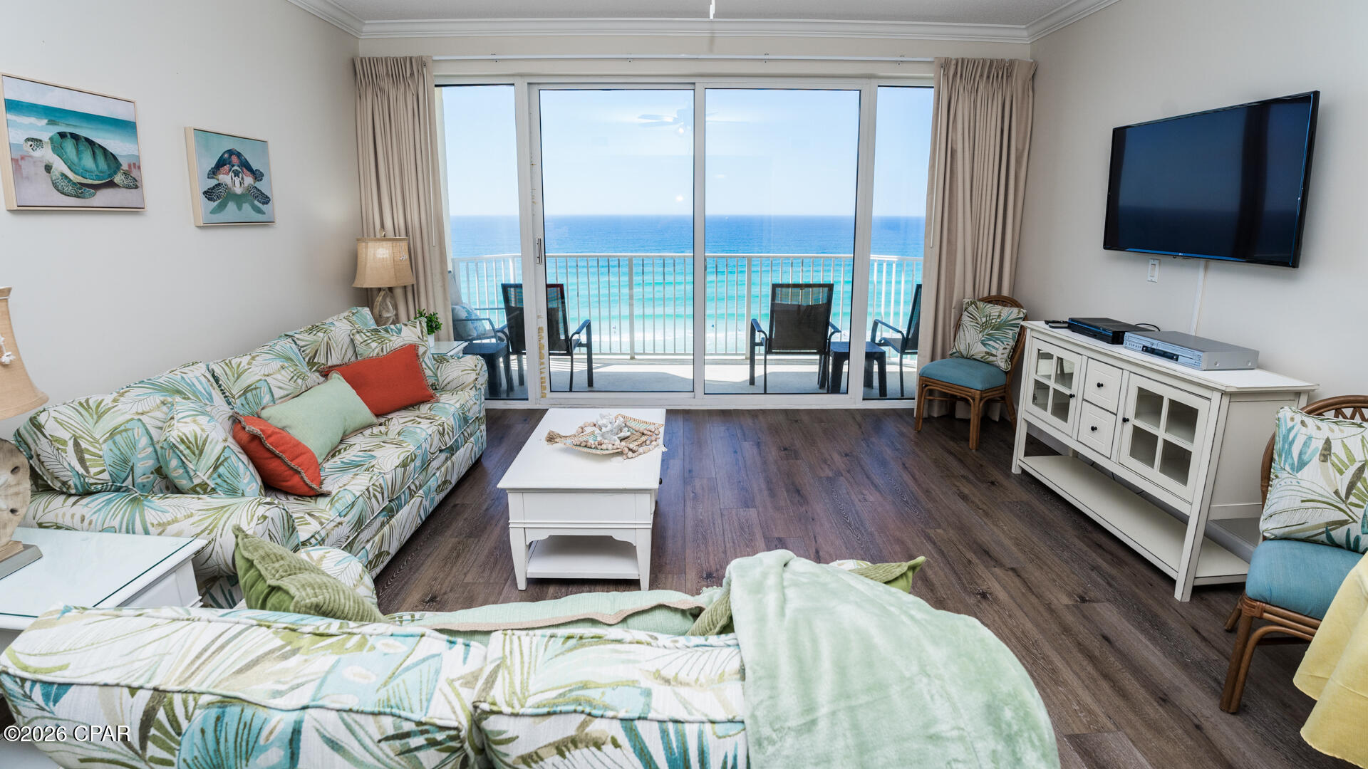907 Boardwalk is back and beach fabulous. With 1 bedroom 1 full bath , bunks in the hallway and new pull out sofa  sleeps 6 easy. This is the best deal on the beach .New furniture just put in must see in person LVP Flooring throughout   (NO TILE ) granite countertops with nice white appliances, stackable washer and dryer .Whether you are wanting a second home or vacation rental  come look what Boardwalk has to offer .The views from 907 are fantastic and low floor. Gulf front amenities include beach bar and grill ,zero entry pool,2 hot tubs, kids splash pad ,lay out deck for those wanting privacy ,small little snack bar with ice cream and beach toys ,several sitting areas outside . Fitness center offered exclusive to owners. Guard shack for security make Boardwalk Central the quiet east end of the beach the best place to be .