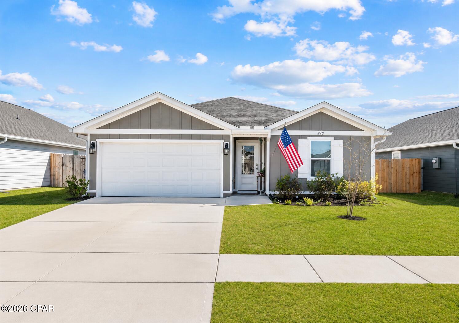 Welcome to the highly sought-after Park Place community in Panama City, FL--one of the closest new construction neighborhoods to Panama City and just minutes from Tyndall Air Force Base!

This beautifully designed 4-bedroom, 2-bath Freeport floor plan offers 1,387 square feet of modern, well-planned living space with an open-concept layout that's perfect for both everyday living and effortless entertaining.

Step inside to a bright, welcoming entry that flows seamlessly into the spacious living, dining, and kitchen areas. The kitchen serves as the heart of the home, featuring a large center island, granite countertops throughout, and clear sightlines that keep everyone connected.

The split-bedroom design offers ideal privacy, with two bedrooms and a full bath located at the front of the home, plus an additional bedroom tucked off the entry hallway. The primary suite is a true retreat, complete with a generous bedroom, double vanity, oversized walk-in shower, and a large walk-in closet.

Luxury vinyl plank flooring runs through all main living areas, bathrooms, and the laundry room, while each bedroom offers comfortable carpeting.

Outside, enjoy a brand-new privacy fence with integrated LED lighting and a spacious backyard ready for relaxing, entertaining, or play. Residents also enjoy a community pool and the benefit of a low HOA that keeps the neighborhood beautifully maintained.

Location is everything--and this one delivers. You're just a short 25-minute drive from the world-renowned white sands of Panama City Beach, and only minutes from Tyndall Air Force Base, making commuting a breeze. Grocery stores, restaurants, shopping, and everyday conveniences are all nearby, giving you the perfect balance of comfort and accessibility.

Move-in ready and ideally located--schedule your private showing today and see why this Park Place home is the one you've been waiting for!