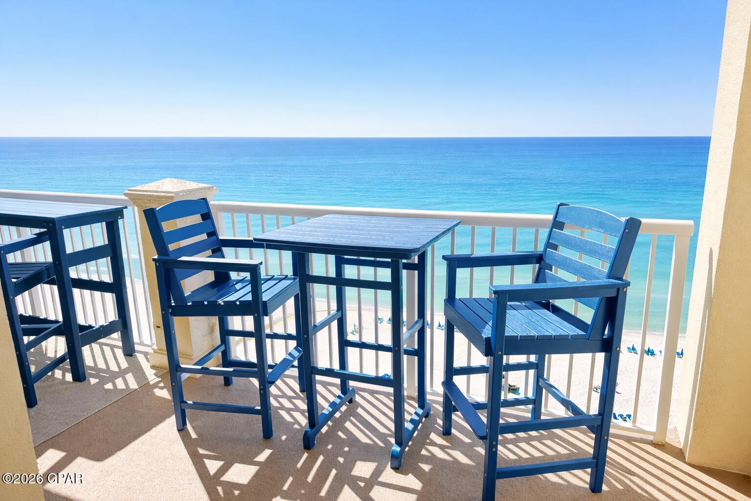 Beautifully decorated and previously enjoyed as a non-rental unit, this furnished 2-bedroom condo offers the perfect blend of upscale coastal living, comfort, and strong rental potential. From the moment you step inside, you are welcomed by breathtaking panoramic Gulf views, front-row seats to the Airshow, and incredible views of boaters enjoying the emerald waters below.

This turnkey condo is fully equipped and rental-ready, making it an excellent opportunity for investors, second-home buyers, or anyone dreaming of owning a piece of paradise on the Gulf. The open living area flows seamlessly to the private balcony, where you can sip your morning coffee while watching the sunrise over the stunning Emerald Coast.

Inside, you will find thoughtful upgrades throughout, including stainless-steel appliances, a wine fridge, and a fully equipped kitchen designed for everyday living or guest stays. The spacious primary suite features dual vanities, a separate shower, and a relaxing soaking tub. The guest bedroom offers convenient access to its own full bathroom, while the bunk area includes a comfortable full-size bed for additional sleeping space. Extra storage options add even more convenience.

Ideally located near the elevators, this unit offers easy access to the beach, pools, parking, and resort amenities. Enjoy two sparkling pools, including one heated pool, a fitness center, Tiki bar with drinks and snacks, conference room, on-site restaurants, boutique shops, and a scenic walking trail to the beach with a beach shower. Covered parking is conveniently located under Tower 1, allowing you to avoid long walks and busy street crossings.

With its unbeatable location, furnished turnkey setup, gorgeous Gulf views, and excellent rental potential, this condo is truly a pearl on the Gulf. Do not miss your chance to own your piece of paradise in Panama City Beach!