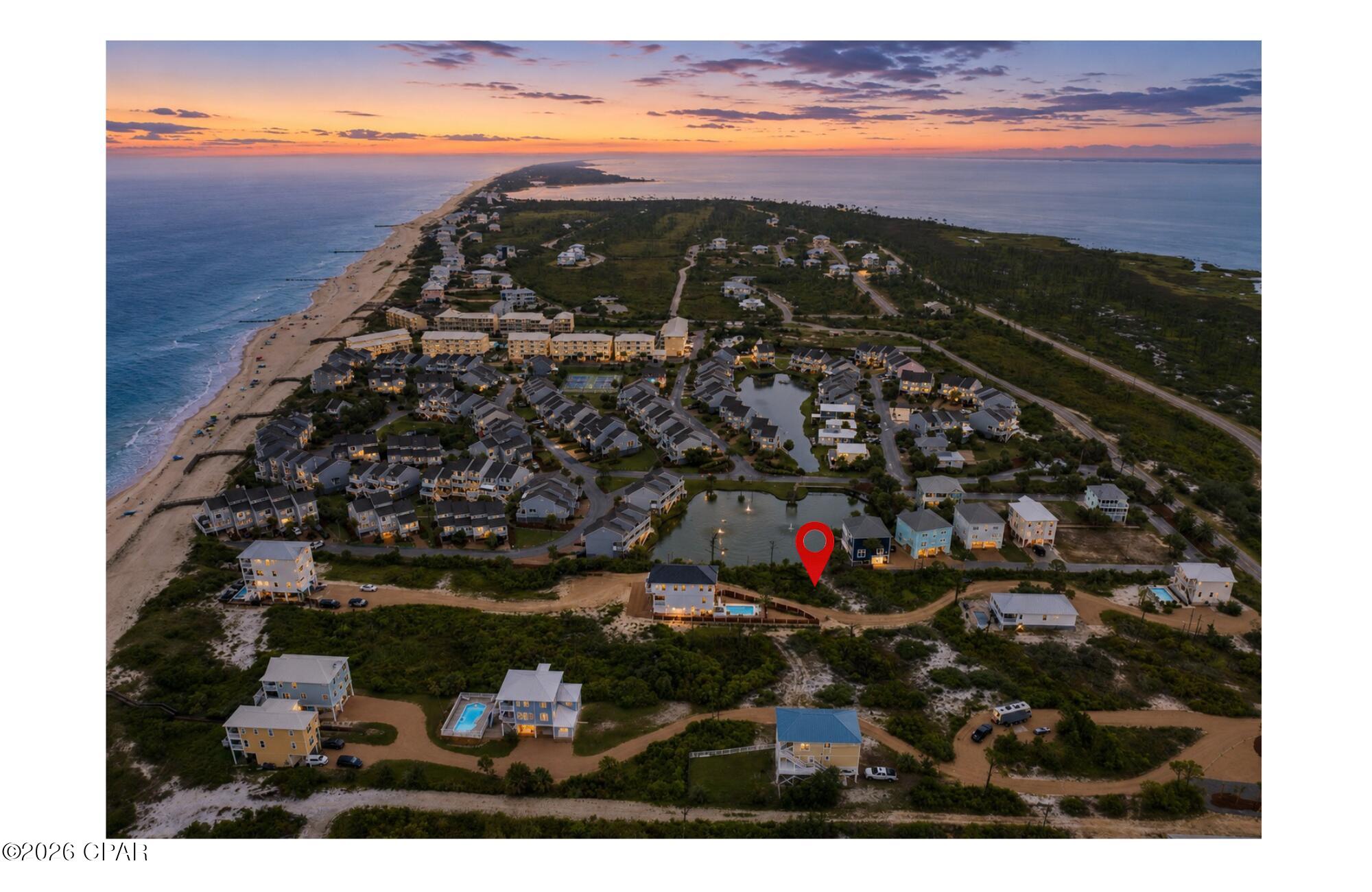 Rare opportunity to own a slice of the Forgotten Coast! This 0.33-acre homesite (100' x 144) at 166 Swirly Sun Dr sits in the North Cape San Blas area near Lakeshore Dr, close to the Barrier Dunes community - and best of all, it's walkable to the sugar-white sands of Cape San Blas. This stretch of the Panhandle is known for its powder-soft beaches, protected sea turtle nesting grounds, and laidback coastal lifestyle just minutes from Port St. Joe.
Whether you're dreaming of a custom coastal retreat, an income-producing vacation rental, or a long-term investment in one of the Panhandle's