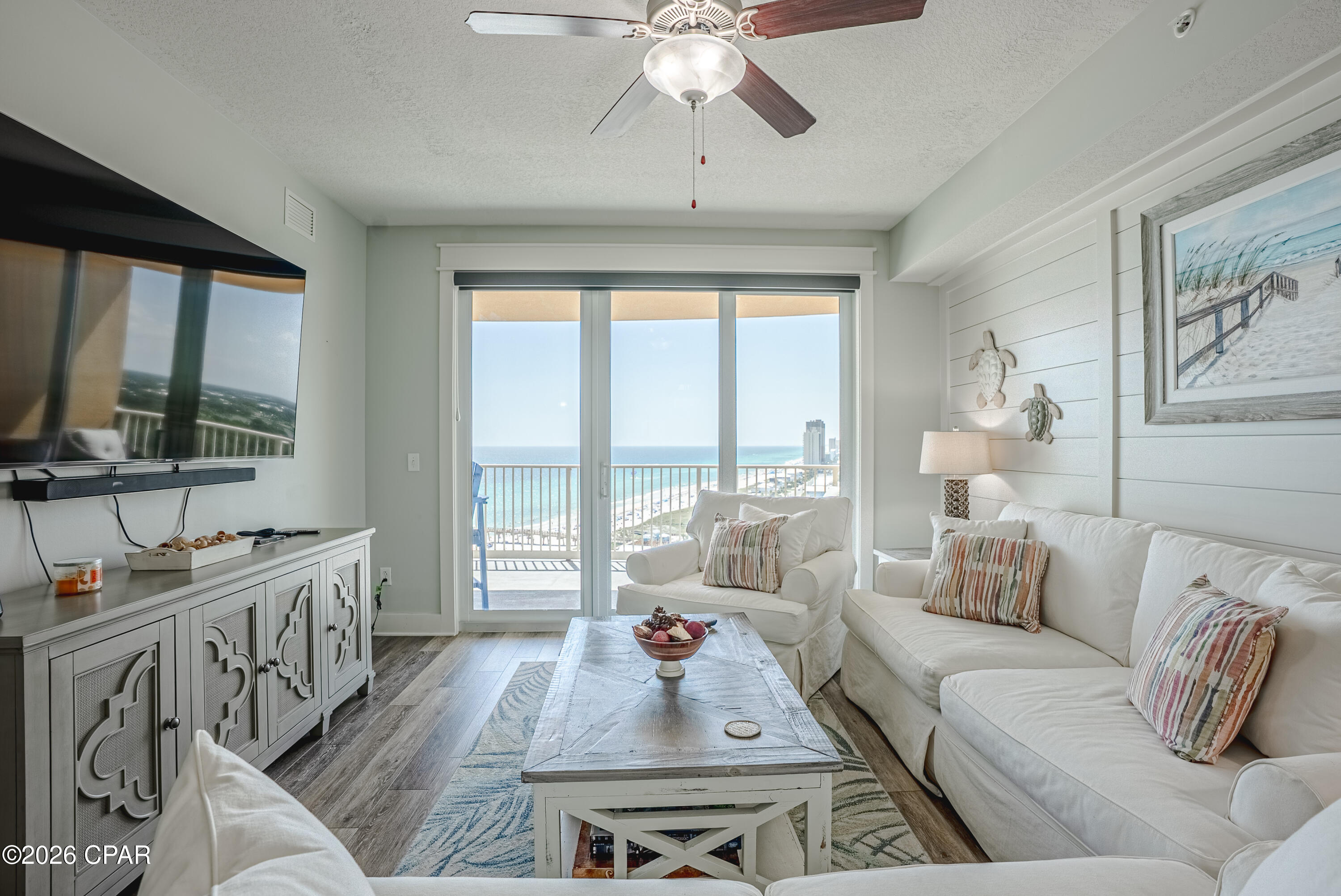 This exceptional unit is loaded with upgrades and showcases true pride of ownership. As a non-rental unit, it has been meticulously maintained and beautifully furnished with elegant coastal décor and high-end finishes throughout.
You'll find shiplap and wainscoting throughout much of the unit, automatic touch-controlled window treatments with blackout, custom barn doors at the third bedroom closet and entryway, plantation shutters in both 2nd and 3rd bedroom, a built-in dry bar, and additional storage for added convenience. The oversized balcony provides the perfect setting to relax while taking in the spectacular Gulf views. The owners also recently invested approximately $10,000 in a brand-new HVAC system, offering added value and peace of mind.
The flooring is unlike any other in the building, adding another layer of distinction to this already impressive unit. Every detail has been thoughtfully selected to create a warm, sophisticated coastal retreat.
Beyond the stunning interior, this unit boasts one of the most desirable locations in the building. Its ideal floor height and position provide breathtaking panoramic views of the Gulf, Pier Park, and some of the most spectacular sunsets along the Emerald Coast. If you're looking for a luxury beachfront condo with exceptional upgrades, premium finishes, and an unbeatable view, this is must-see.

Unit Highlights:
3BR / 2BA - Non Rental
18th-floor elevation with Gulf views
Oversized balcony
Quartz countertops + upgraded finishes
Built-in dry bar and extra storage
Fully furnished / turnkey
Resort Amenities Include:
Lagoon-style pool
Hot tub
Cabanas & tiki bar
Fitness center
Covered parking & easy beach access
Located just steps from Pier Park shopping, dining, and entertainment. 
Schedule your private showing today, this one stands out from the rest.