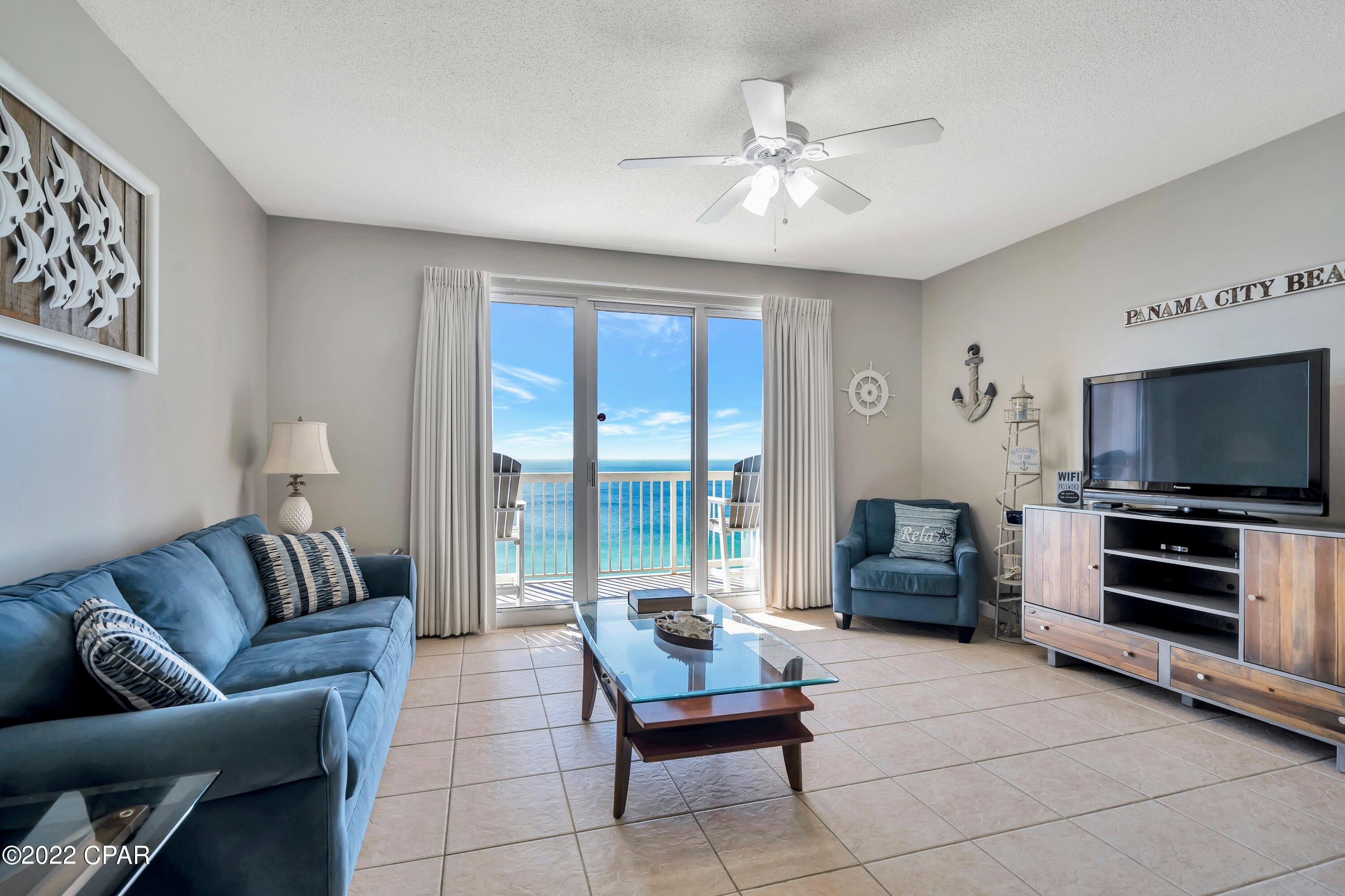 This gorgeous condo at Seychelles Resort is rental ready and priced to sell! It comes fully furnished with trendy coastal decor, stainless steel appliances, and a breathtaking view directly on the Gulf. With only family/friends usage, it has been maintained in excellent condition. Plus, the seller will gladly share his list of previous guests who'd love to continue vacationing there. Short term rental projections are 45k+ annually! There are built-in hallway bunks and two full bathrooms. Plus, HOA fees INCLUDE electricity. Not to mention WiFi, cable, water, fitness center, gated parking garage, hot tub, two pools, and super convenient access to the beach. Schooners Beach Club Restaurant sits right next door. This place has it all. Schedule your showing!
