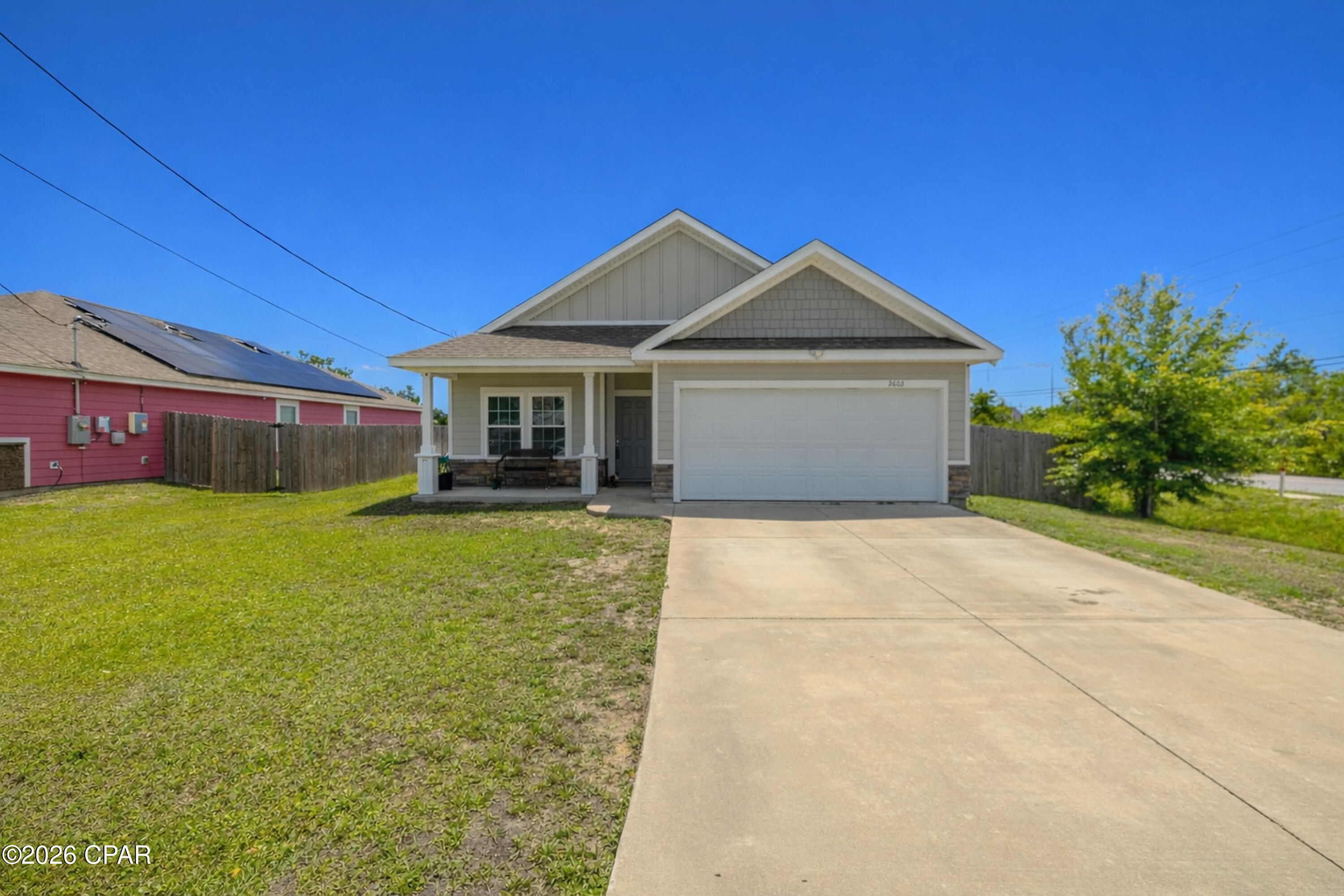 Welcome home to this charming 3 bedroom, 2 bath single-family residence located on a quiet dead-end street in Panama City, FLorida.  Designed with both comfort and privacy in mind, the home features a split-bedroom floor plan, with the primary suite thoughtfully separated from the additional rooms, perfect for homeowners and guests.
Enjoy everyday living and entertaining in a fully fenced backyard, ideal for pets, play or outdoor gatherings,  A garage provides convenient parking and extra storage with pull down stairs to attic. while the peaceful street location offers minimal traffic and a sense of seclusion,
Ideally situated approximately  10 miles from the Gulf  beaches and about 10 miles from TAFB. (Tyndall Air Force Base?  This home offers an excellent location for military families, commuters, or anyone seeking easy access to work and recreation.  Close to shopping, dining, and everyday conveniences, this property delivers comfort, location, and value.  Whether you're looking for primer residence or second home, or investment opportunity this property is a must see!