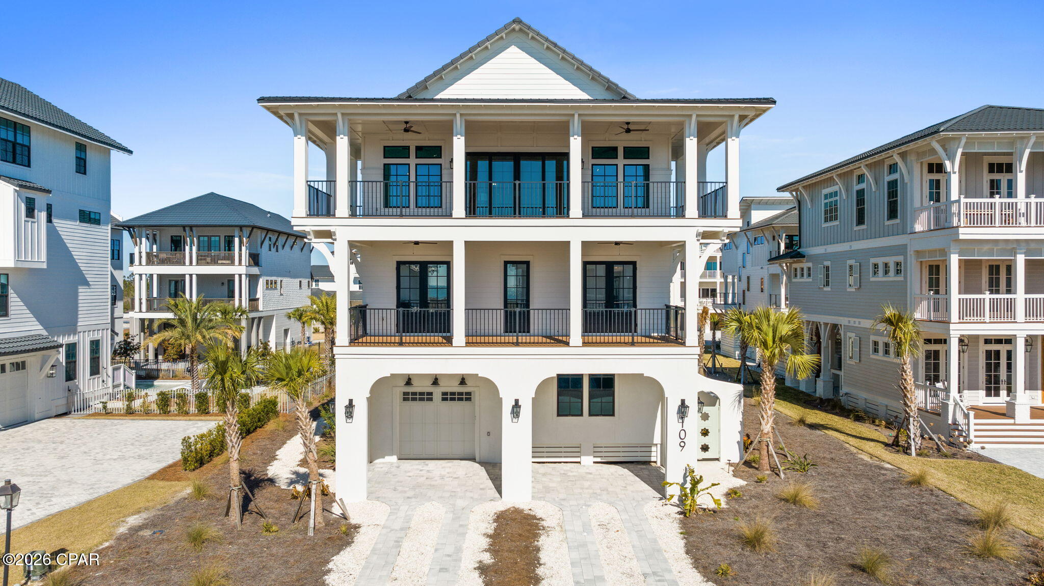 LUXURY.VIEWS.PARADISE! An exquisite Gulf-View custom built 4 bedroom/4.5 bath luxury home in one of the most scenic seaside enclaves on the Forgotten Coast. This architectural gem offers an exceptional blend of breathtaking views, thoughtful design & upscale coastal living. Located on a peaceful cul-de-sac, this retreat is positioned to soak in stunning Gulf panoramas from the upper levels. Step inside where every detail has been carefully considered & each bedroom has their own private en-suite bath for comfort & privacy. The master suite is a sanctuary with direct balcony access of sweeping Gulf views. The luxurious en-suite with a free standing tub, separate shower & elegant green marble accents make every morning unforgettable. Head to the top floor & discover an entertainer's dream—generous living area framed by picturesque windows & a double slider leading to an expansive deck perfect for sunset gatherings or relaxing with a coastal breeze. The heart of the home is a chef's delight: custom cabinetry, a large island with waterfall quartzite countertop, GE Monogram appliances & a walk-in pantry with dry bar elevate culinary experiences.  A versatile flex room adjoining the bunk room offers endless options—a 5th bedroom, game room or media space to suit your lifestyle. Practical amenities include laundry facilities on two levels & a built-in elevator for effortless movement. The private gated community pampers with exclusive amenities, including a chic clubhouse with kitchen, pool, & fitness center. The boardwalk/golf cart path lead you to the areas pristine white sand beaches & emerald Gulf waters—your everyday escape to paradise. Mexico Beach offers a laid-back coastal lifestyle filled with boating, fishing, shops, local seafood spots & miles of uncrowded beaches.  Whether you're seeking a tranquil coastal retreat or investment, this extraordinary residence captures the best of luxury beach living. Call for your private tour & LIVE THE BEACH LIFE!