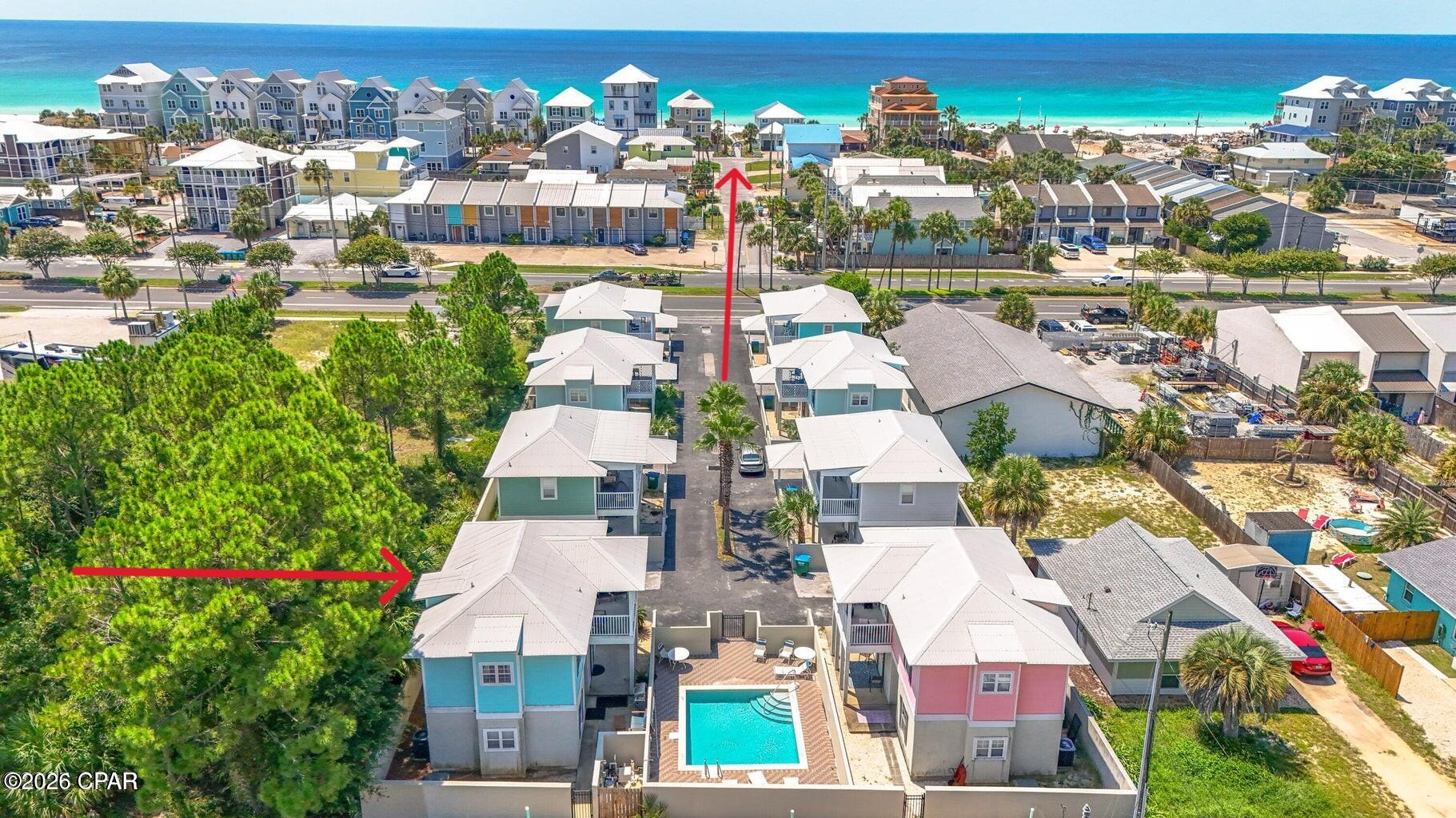 3BD | 3BA | STR ALLOWED | PRIVATE POOL | OUTSIDE SHOWER | FULLY FURNISHED | SLEEPS 8-10 | PARKING for 4 | BLOCK to GULF | BEACH ACCESS 20

Welcome to your dream coastal retreat!  This stunning 3-bedroom, 3-bathroom Beach Home is the largest floor plan of only eight single-family residences in the exclusive Seaview Village.  

Fully furnished and turnkey, with a private pool and outdoor shower, this property is perfectly situated just one block from the pristine Gulf of Mexico and Beach Access 20.   Designed for both comfort and style, it can sleep 8-10 guests, includes four parking spaces, and is completely rental-ready—an outstanding opportunity for families or investors alike.

Property Highlights:

• Prime Location:   Steps from the sugar-white sands and emerald waters of the Gulf, offering endless opportunities for beachside relaxation and recreation.

• Spacious Layout:   Three bedrooms—two on the main level and one upstairs—each with en-suite bathrooms for ultimate comfort and privacy.

• Main-Level Retreat:   A master suite with private pool access, a second en-suite bedroom with custom bunks, plus a laundry room with large stackable washer/dryer.

• Second-Level Living:   Features another large master suite, open-concept living and dining with a fireplace, fully equipped kitchen, and private covered balcony—ideal for entertaining and maximizing rental appeal.

• Outdoor Oasis:   Enjoy your own private pool, outdoor shower, covered patio with grill and seating, and balcony views toward the Gulf—perfect for sunrise coffee or sunset cocktails.

• Turnkey & Rental Ready:   Thoughtfully furnished with coastal décor and all essentials, allowing for immediate use or income potential.

• Investment Opportunity:   With a desirable location, private pool, and proven rental demand for similar homes, this property offers excellent potential as a high-performing vacation rental.

Don't miss the chance to own this exceptional beach home that combines modern comforts with unbeatable proximity to the Gulf.

Whether you're searching for a personal coastal sanctuary or a profitable investment, this home delivers the best of both worlds.  
⸻ 
Schedule your private showing today and experience coastal living at its finest!