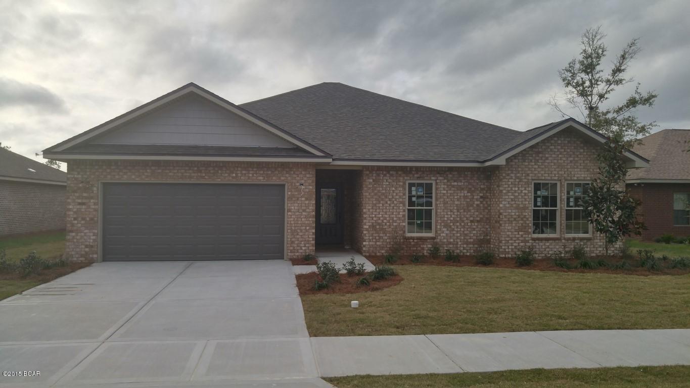 New construction in just opened Cedar Park offering easy access to greater Panama City, Panama City Beach, and TAFB! All brick home offers great room with 10Ft ceiling with step up ceiling, dining room, open kitchen with granite counters, and stainless appliances, master suite with tray ceiling, double vanity, separate shower and tub, walk-in closet. Other interior features include powder room, tile flooring, recessed lighting, custom cabinetry, and ceiling fans...Exterior includes brick siding, 2 car garage, covered porch, and sprinkler system. Cedar Park features landscaped entrance, two parks, pavilion, playground, underground utilities, custom street lighting, and sidewalks. All sizes dimensions, measurements and other listing information should be verified if deemed important.