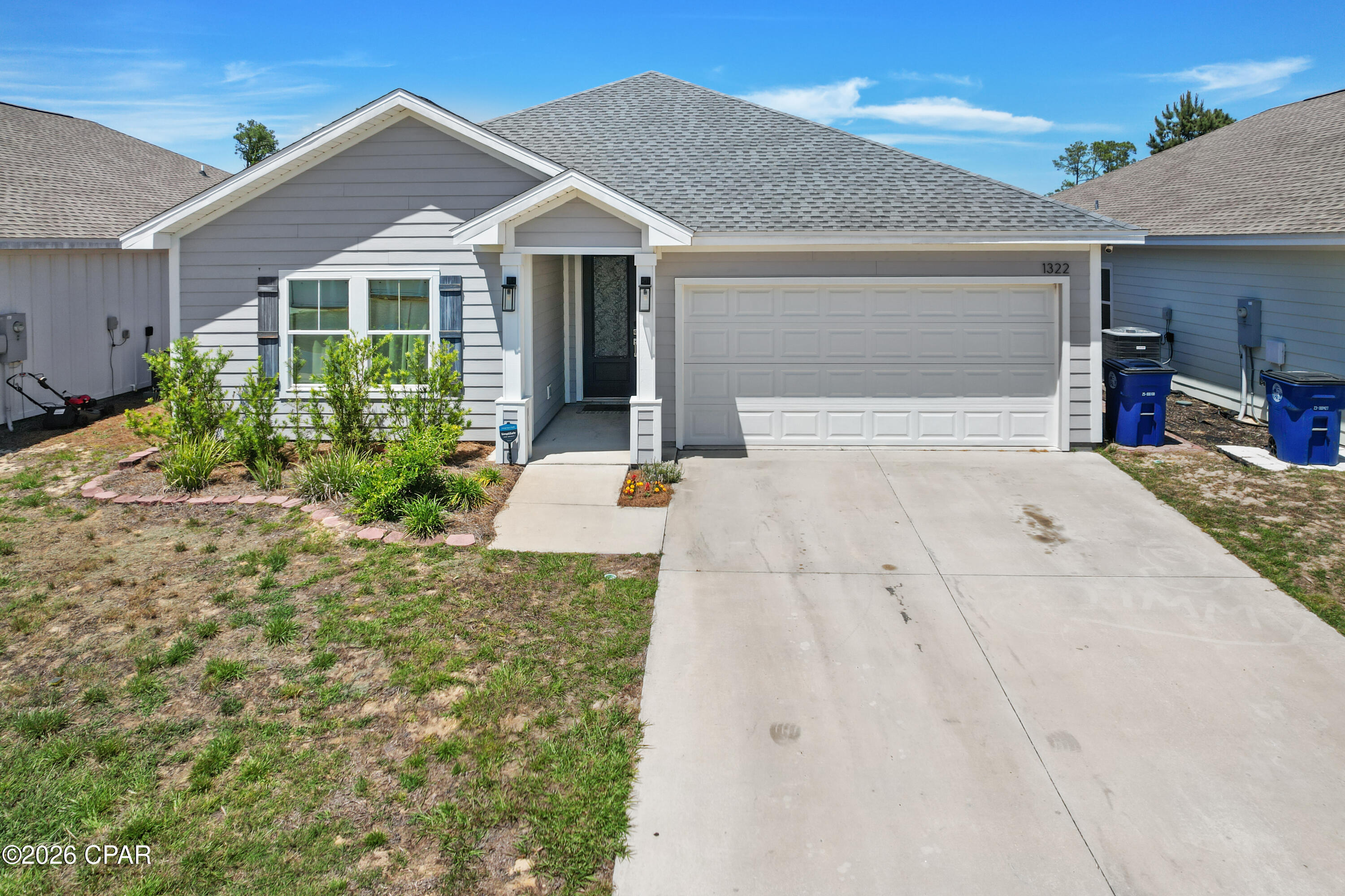 Newer centrally located Panama City home with easy access via the new Hwy 390 to the world's most beautiful beaches, a new Publix shopping center and the city's main attraction holder 23rd Street.  Interior features include a foyer, large living room open to the kitchen and dining room, cook friendly kitchen with ample bar space and cabinetry plus a pantry, custom master bedroom with extra mouldings and upgraded paint, master bath with huge tile glass enclosed shower plus double vanity and large walk-in closet.  Additional two bedrooms with guest bath.  Exterior features two car garage, covered back porch and sprinkler system.  All ages, sizes, features and school zones to be verified by the buyer.