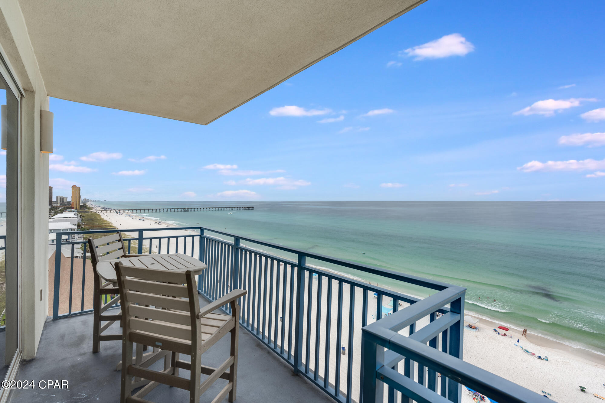 Vacation Resort Rental! NOW IS BEST TIME TO SHOW AND BUY BEFORE RENTAL SEASON STARTS!!! and YOU the BUYER gets the fulll season onf INCOME!!!!!Wonderful 9th Floor Location on the corner so you have windows to the east side of the building. You have a sunrise and a sunset from this wonderful balcony. You can sleep to the sound of the surf with the sliders open from the Master to the Covered Balcony. Repainted and new furniture added very recently. You can walk to Pier Park and have everything so close! Great Restaurants, everything PCB has to offer is sooooo close. Great 
vacation rental in a wonderful building.  You can park and get to the unit via the beautiful enclosed walkway from Covered Parking right to your condo door without ever being impacted by weather. Not all condos can say that!!! Very few actually! You need to see this condo TODAY!