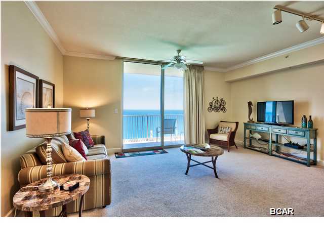 OWNER FINANCING OFFERED!  ATTRACTIVE TERMS!   Tidewater 2803 is a penthouse unit, just purchased BRAND NEW in 2012 and is in impeccable shape. Penthouse units feature higher ceilings, travertine tile floors and stainless appliances. The ''H'' floor plan is the largest of all one bedroom floor plans in the building and features built in hall bunks, a nice size kitchen with granite countertops overlooking the living area and the balcony.  This condo also boasts two full baths and is being sold fully furnished and rental ready. Tidewater is one of the best buildings on the beach featuring amenities that the whole family can enjoy! The property is highlighted by a gulf front fitness facility, 4 hot tubs, 2 HUGE outdoor pools, 1 indoor heated pool, 2 game rooms, sauna, steam, restaurant & more! her saunas & steam rooms, a restaurant, a poolside Tiki bar, a convenience store, a huge movie theater, covered parking, a conference room, 24-hour security and a spectacular owners lounge on the 30th Floor where you can see for days! a beautiful owners lounge. Remember Tidewater 1303 if you are looking for second home or rental investment only a 5 minute walk to Pier Park!