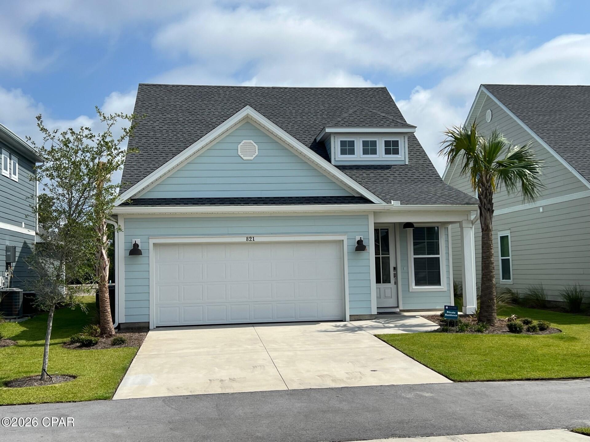 BREAKFAST POINT COMMUNITY. This new 4 bedroom 3.5 bath home is located in the Breakfast Point community and is a 2 story split bedroom plan featuring a beautiful open kitchen (with island) dining and living room with covered patio on the back of the home. The master bedroom is located on the first floor with an adjoining master bathroom with a double vanity and glass shower and walk in closet. The upstairs has a very large loft/flex area and 3 additional bedrooms and 2 full bathrooms. The Breakfast Point community is just minutes to the beach and just a short distance to Publix, Home Depot and several local restaurants. If sizes are important, please verify.