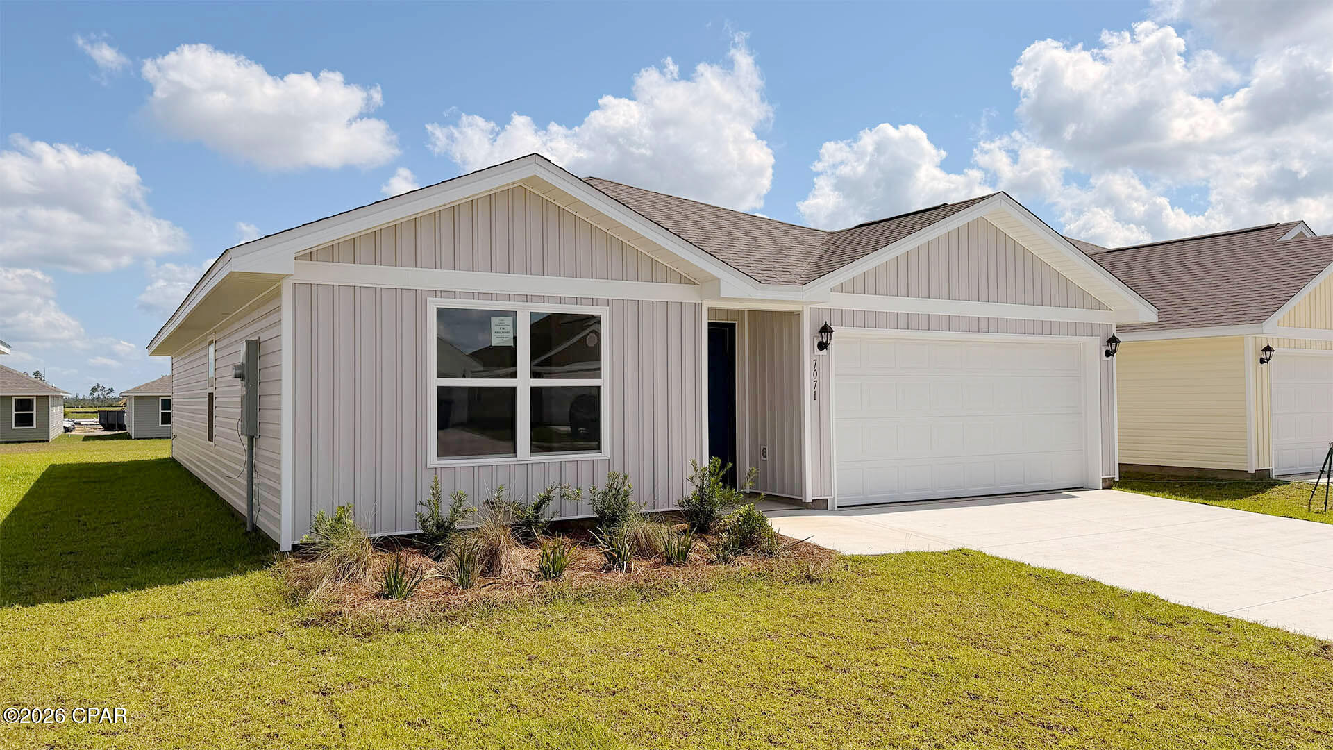 Welcome to the Freeport, a new home floor plan at Liberty in Panama City, Florida. The Freeport is a one-story home with a double garage designed with space for the family in mind and affordability. On the outside of your home, you will see durable vinyl siding, a spacious two-car garage with an opener and a fully sodded yard to the property lines. This home comes equipped with dimensional shingles with a limited lifetime warranty, electronic deadbolts on all exterior doors, weatherproof outlets, and hose bibs. Sidewalks line the neighborhood streets for you to enjoy the beautiful Florida weather at Liberty.

As you enter this 4 bedroom, 2 bath home, you will see 1,458 square feet of spacious, comfortable living. Inside you will see 8' ceilings throughout, engineered vinyl plank flooring throughout the home and carpet in the bedrooms. Granite countertops, white cabinetry and a spacious open living room and kitchen make this home perfect for having guests over. The kitchen has a center island that is perfect for serving kids or guests, a nice size pantry and the stainless-steel appliances include smooth top range, microwave, and dishwasher. Located right next to the dining area, this makes serving meals with ease.

The primary bedroom has a spacious bathroom and features a double vanity with granite countertops. A walk-in closet with ventilated shelving is also located in the bathroom, giving you more room in the primary bedroom. The guest bathroom features a single vanity with granite countertops and a shower.

Sidewalks line the neighborhood streets for you to enjoy the beautiful Florida weather. Our Liberty community features underground utilities making it less susceptible to damage from severe weather leading to fewer outages and more reliable service. Residents of Liberty can enjoy exclusive access to two amenity centers, complete with two pools, a children's splash pad, two playgrounds for endless fun, a well-equipped fitness center, two pickleball courts and a basketball court to name a few things. Embrace the lifestyle you deserve where every detail is curated for your ultimate enjoyment. Come and see why the Aldridge is the perfect new home for you. Contact us today to find your home at Liberty!

Come and see why the Freeport is the perfect new home for you. Contact us today to find your home at Liberty!