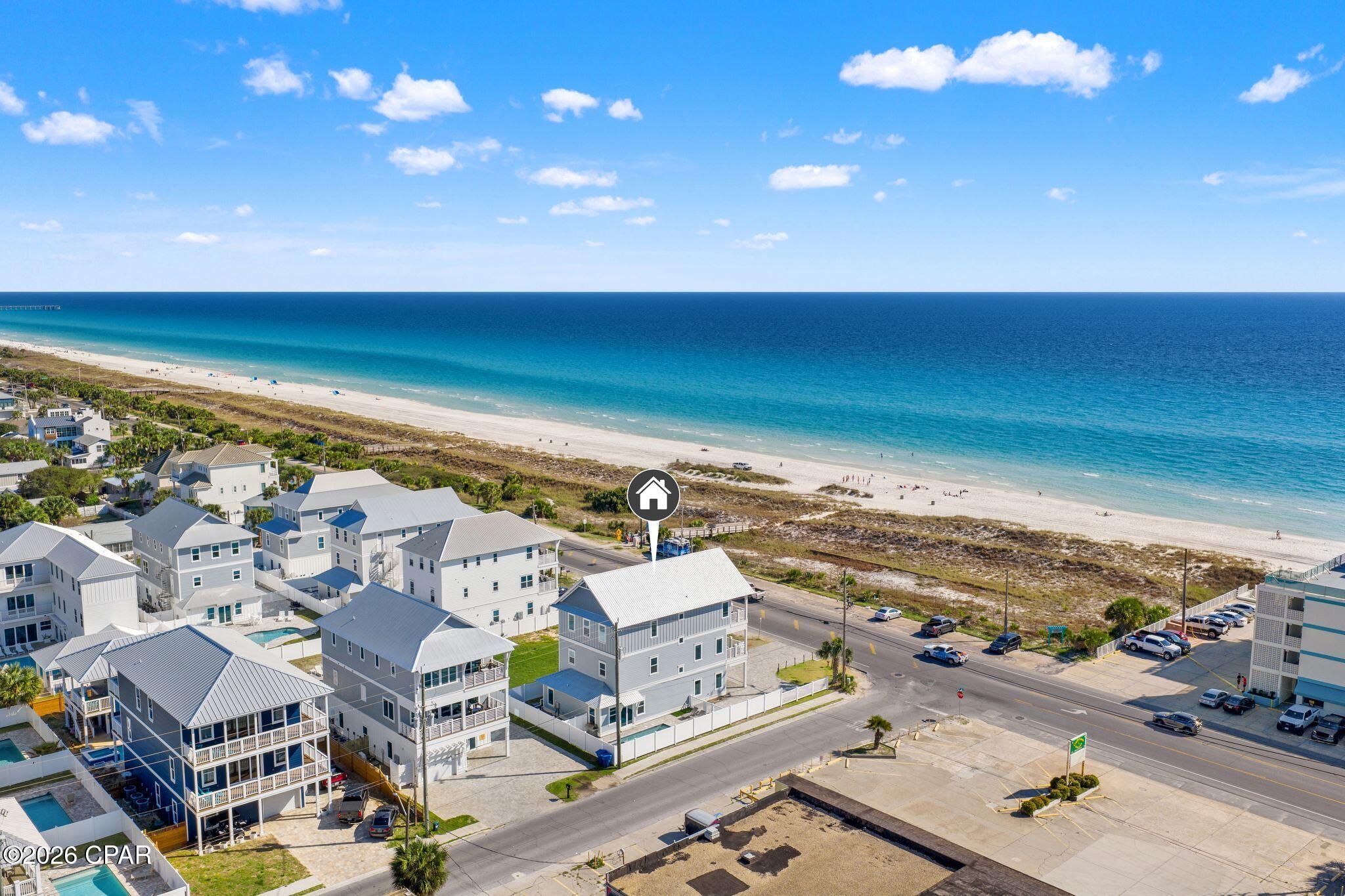 Positioned directly across from the Gulf with permanent, unobstructed emerald water views, this newly built coastal retreat delivers the kind of location and flexibility buyers rarely find along Panama City Beach.
Completed in 2023 and offered fully furnished turnkey, this 7 bedroom, 8 bathroom residence spans over 4,200 square feet and comfortably accommodates up to 22 guests in beds, making it exceptionally well suited for both luxury coastal living and high performing vacation rental potential.
Expansive Gulf-facing balconies create the perfect setting for sunrise coffee, afternoon sea breezes, and unforgettable sunset views. Private deeded beach access places the sugar white sands just steps away, while the absence of an HOA allows owners the freedom and flexibility today's buyers are actively searching for.
This property already carries over $100,000 in future rental bookings on the calendar, offering immediate income potential from day one. Supporting rental history, forward bookings, and appraisal documentation are available upon request.
Investors will appreciate the strong income positioning, with projected annual short term rental performance approaching $350,000 based on nearby comparable data and market trends. Buyers are encouraged to independently verify all projections and rental performance.
Whether positioned as a luxury second home, income producing asset, or legacy beach property, this home checks the boxes serious buyers continue to wait for:
Unobstructed Gulf views. Newer construction. No HOA. Deeded beach access. Strong rental capability.
Ideally located just minutes from Pier Park, shopping, dining, entertainment, and local excursions, with golf cart friendly access adding to the laid back coastal lifestyle appeal.
Opportunities like this rarely come to market with this combination of size, location, views, and proven income trajectory already in place.