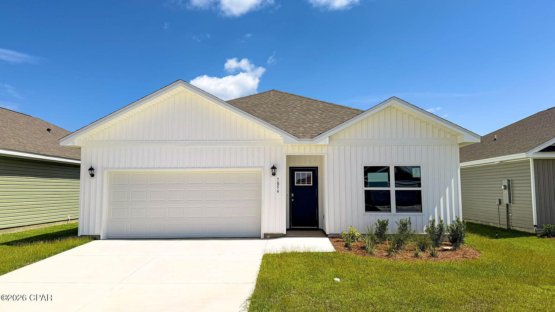 The Eldridge is one of our one-story floorplans featured in our Liberty community in Panama City, Florida. Featuring a front primary bedroom, 2 car garage, and open living room and kitchen, it is a cozy home designed for the first-time home buyer.

As you enter this 3 bedroom, 2 bath home, you will see 1,293 square feet of spacious, comfortable living and a lovely water view you can enjoy from inside and outside the home. Inside you will see 9' ceilings throughout, engineered vinyl plank flooring throughout the main areas, and soft carpet in the bedrooms. Granite countertops, white cabinetry and a spacious open living room and kitchen make this home perfect for having guests over. The kitchen has a center island that is perfect for serving children and guests, a pantry, white cabinets with soft-close and stainless-steel appliances including a smooth top range, microwave, and dishwasher. Located right next to the dining area, this makes serving meals with ease. The primary bedroom has a spacious walk-in closet and large windows at the front of your home. The primary bathroom features a double vanity with granite countertops, white cabinets with soft-close, and a shower. The guest bathroom features a single vanity with granite countertops and a shower. Like every home in Liberty, this home comes with Smart-Home technology, using modern advancements to control your new home with ease.

On the outside of your home, you will see durable vinyl siding, a spacious two-car garage with an opener and a fully sodded yard to the property lines. This home comes equipped with dimensional shingles with a limited lifetime warranty, electronic deadbolts on all exterior doors, weatherproof outlets, and hose bibs. Sidewalks line the neighborhood streets for you to enjoy the beautiful Florida weather at Liberty.

Our Liberty community features underground utilities making it less susceptible to damage from severe weather leading to fewer outages and more reliable service. Residents of Liberty can enjoy exclusive access to two amenity centers, complete with two pools, a children's splash pad, two playgrounds for endless fun, a well-equipped fitness center, two pickleball courts and a basketball court to name a few things.

Come and see why the Eldridge is the perfect new home for you. Contact us today to find your home at Liberty!
