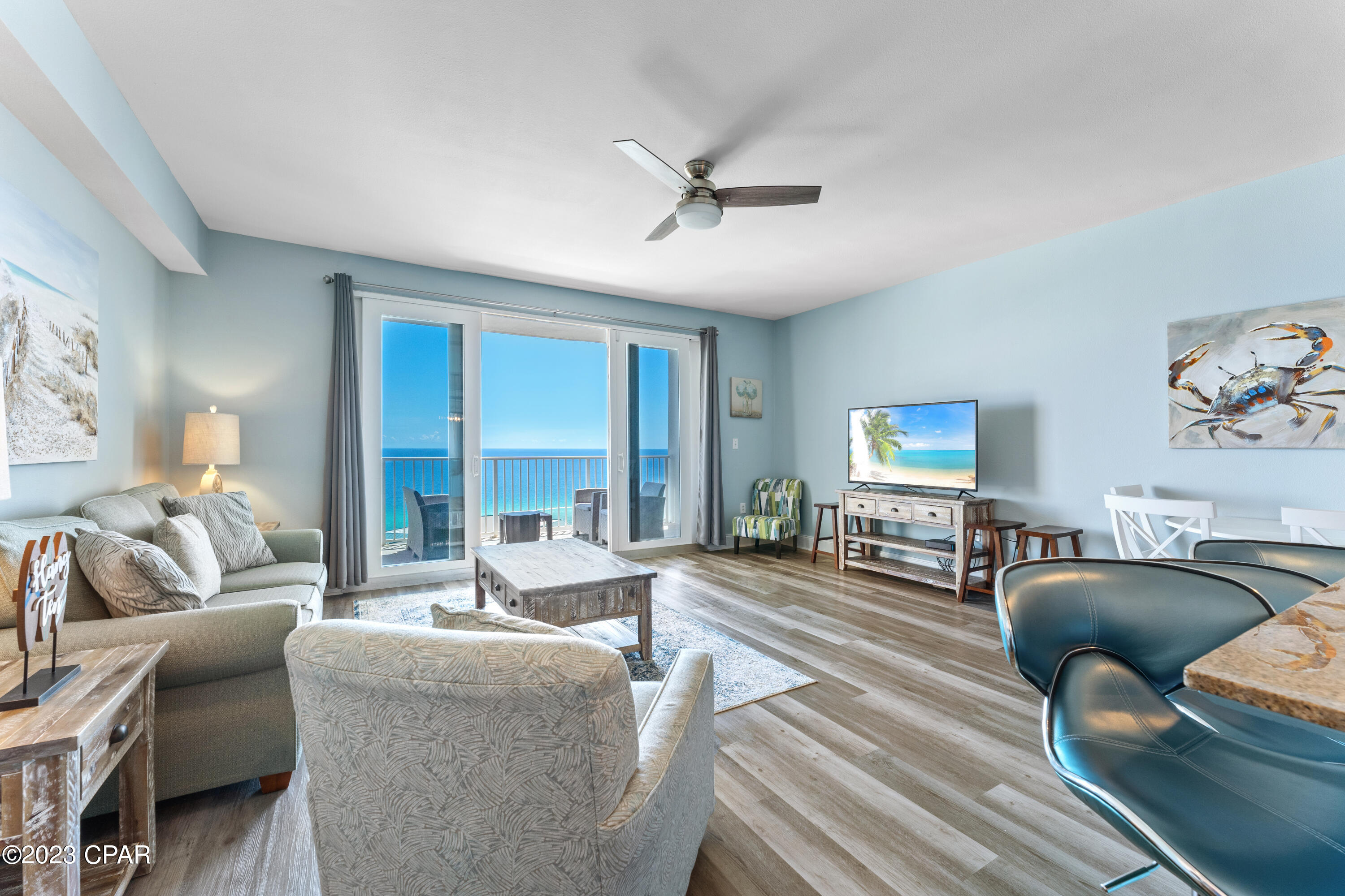 CURRENTLY UNDER CONTRACT, SELLER WILL CONSIDER BACKUP OFFERS Spectacular gulf water views and updated 1 bed, 2 full bath unit with a bunkroom that sleeps 6. This LTW condo offers 1,047sq of indoor space, large kitchen & living area plus a huge balcony overlooking the Gulf providing plenty of room. The main bedrooom boasts ample space with ensuite & new walk in shower, large closet. The bunkroom has a barn door making it a separate room. All new items in 2020-22; main shower, LVP flooring throughout, SS appliances, ceiling fans, light fixtures, painted cabinets, barn door and water heater. This 100% turnkey condo can be your second home or has a great history of rental income to cover costs. This resort has 5 pools, 2 hot tubs, gym, private access to beach, many restaurants & light show