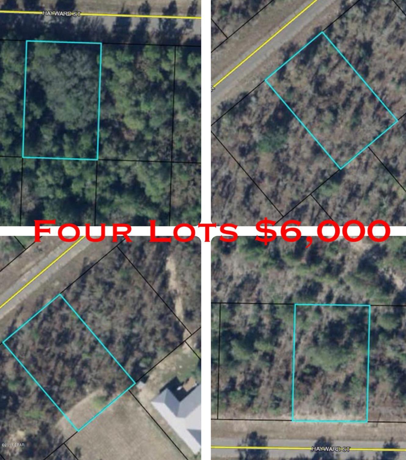 FOUR convenient building lots in Sunny Hills being sold as a PACKAGED DEAL! Sunny Hills is home to the county's first golf course and 26 lakes/ponds. There are 5 boat landings in the community for fishermen. Sunny Hills is deed restricted, but there is no HOA fee that applies. No mobiles allowed here. Enjoy the slower pace of life this area has to offer and significantly lower taxes! Each of these lots are located in Unit #10: Lot 3 Hayward St, Lot 16 Hayward St, Lot 3 Channing Dr, & Lot 4 Baypoint Dr. They are reasonably priced at $1500/lot being sold together and are only a 20 minute drive from Chipley/Bonifay and about 45 minutes from PCB. In between there are several gas stations, convenient stores, and mom-and-pop restaurants. Buy these as investments or build on one and sell the rest