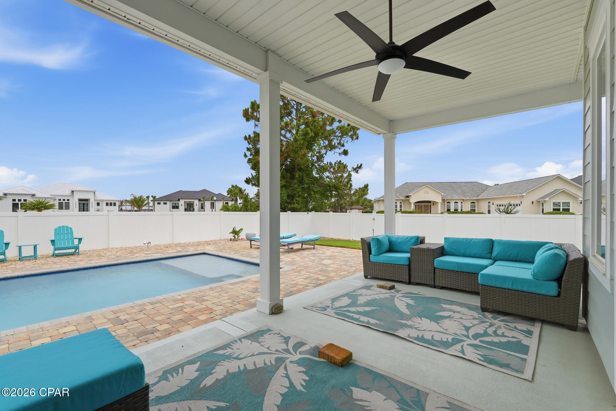 **OPEN HOUSE Sunday July 5th from 2:00 to 4:00.
Luxurious coastal living awaits in this newly listed 2500 sq. ft. 4 bedroom 3 bath pool home in Dolphin Bay! Savor the sunrise views over the intercoastal waterway and the bridge's evening spectacle as it lights up with color. This craftsman style home, built in 2017, features a formal dining room, breakfast nook, and an inviting kitchen with an island perfect for entertaining. The large plantation style windows provide ample natural light and gorgeous views of the intercoastal waterway. Luxury finishes include porcelain wood tile flooring 12-foot ceilings, crown molding, and granite countertops throughout the home with beautiful tray ceilings in the living room, dining room, and master bedroom. Amenities include a marina with available boat slips, tennis/pickleball, and nature trails.  Truly a must see! Roof 2017, HVAC 2025, water heater 2017, new coated garage flooring in 2023, new kitchen appliances in 2024, and all new grass and landscaping. Furniture is negotiable. 
Age, Sq ft. Dimensions  approximate and must be verified by buyer.