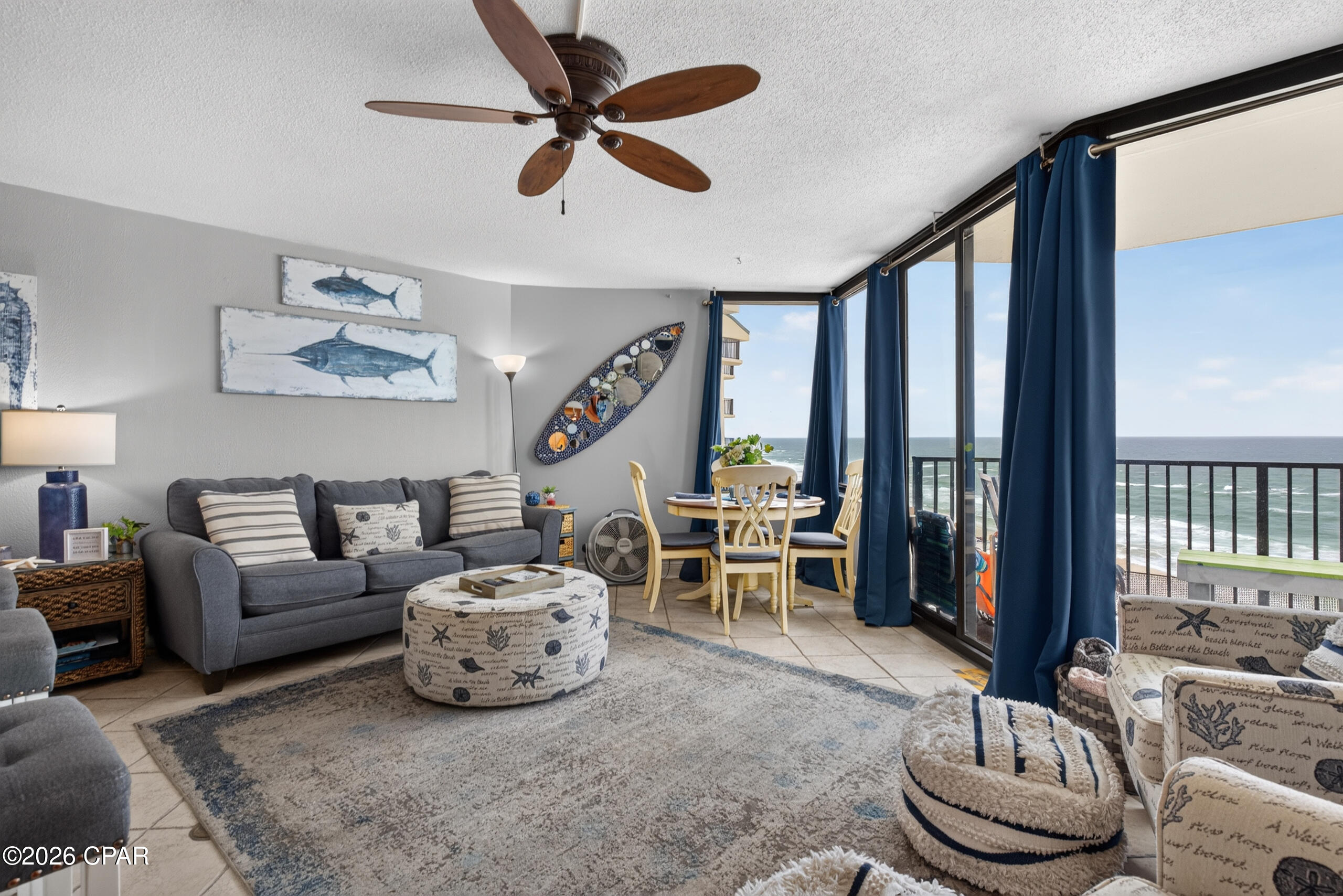 ABSOLUTELY BEAUTIFUL AND RELAXING 1 BEDROOM 1 BATH BEACHFRONT CONDO RIGHT ON THE WHITE SANDS OF PANAMA CITY BEACH! Sparkling views from the balcony of this unit are nothing short of spectacular. 10th floor fully furnished and ready for your rental guests this property has had an impressive rental history with income in 2024 at 46,000.00! The Sunbird complex looks like new as all of the maintenance has been completed, the milestone inspections finished and no special assessments for new buyers! All units gettting new HVAC systems in the coming months and the tennis courts have been refreshed with pickle ball courts and shuffleboard! You have 3 pools to enjoy here at Sunbird and beach access right next door to the world famous PINEAPPLE WILLY'S BAR and RESTAURANT. Bring your cowboy boots and walk down to the NEW TOOTSIES  on the beach for some country music and some two steppin' fun that may have you staggering back along the beach!
Very spacious living room area with open kitchen, granite counter tops and stools for breakfast bar. There is also a dining area with table and chairs for four with a beautiful view! Or picnic outside on the large balcony that is covered. 

Bedroom is spacious and cozy with ceiling fan and smart TV.

There is a fitness center for guests and owners to enjoy and walking in the area is fantastic. There is a Waffle House, Walmart, Gas station, Arcade with bowling alley and restaurants all within walking distance of this complex. Spend your evenings watching the sunset right from your balcony or spash your toes in the emerald green waters of the GULF OF AMERICA!
Exclusive restaurants nearby with tasty fresh seafood and beverages from traditional recipies to Cajun food, chargrilled oysters, steaks and more. 

You just can't beat this location, in beautiful PANAMA CITY BEACH, truly one of America's MOST BEAUTIFUL BEACHES and a vacation destination for generations of families past current and future. 
Call me today and LET'S GET STARTED ON YOUR DREAMS OF OWNING AN AFFORDABLE BEACH CONDO !