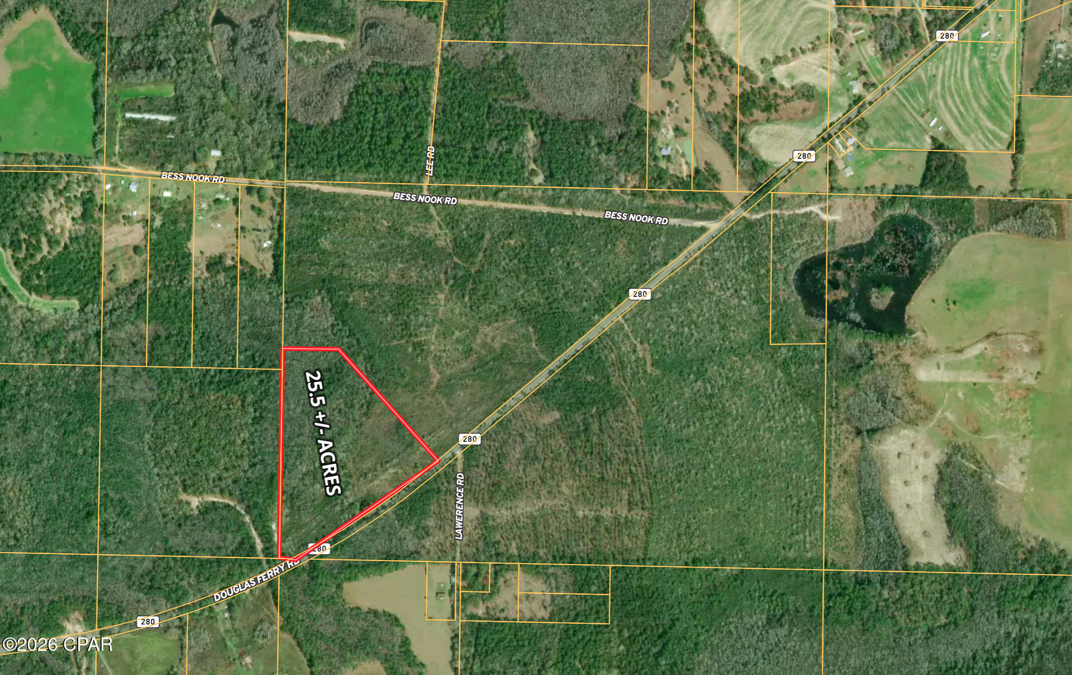 Some properties simply offer more possibilities, and Lot 7 at Pine Ridge Estates is one of them. Spanning 25.50± wooded acres, this is the largest homesite currently available in the community, offering the space, privacy, and flexibility to create something truly your own. Whether you're planning to build a custom home tucked beneath the pines, establish a hobby farm, keep horses, or simply enjoy the peace that comes with owning acreage, this property provides the freedom to bring your vision to life.
Nestled among mature pines and hardwoods, the property offers a beautiful natural setting with plenty of privacy and room to create your ideal homesite. A high and dry homesite near the front of the property provides an excellent location to build, while the property's natural water habitat creates a diverse landscape that attracts deer, wild turkey, ducks, and other native wildlife throughout the year. It's a unique combination that offers both a practical place to build and the opportunity to enjoy the beauty of North Florida's natural environment. Electricity is available at the road, giving you a head start when you're ready to build.
Pine Ridge Estates is a newly established acreage community in Washington County featuring homesites ranging from approximately 7 to 25.5 acres. Designed for buyers who value space, privacy, and the outdoors, the community offers the rare opportunity to enjoy a slower pace of life without sacrificing convenience. Whether you're looking for a place to raise a family, enjoy retirement, or invest in land for the future, Pine Ridge Estates offers room to live life your way.
Conveniently located just 4.5 miles from Interstate 10 and 2.5 miles from Highway 79, the property provides easy access throughout the Florida Panhandle while maintaining the peaceful setting that makes acreage living so desirable. You're also only about 40 miles from Panama City Beach, where sugar-white sand beaches, emerald Gulf waters, waterfront restaurants, shopping, entertainment, fishing, and boating make every visit feel like a getaway. Whether you're spending the day on the beach, enjoying fresh Gulf seafood, or watching the sunset over the water, the coast is always within easy reach.
Life at Pine Ridge Estates also means you're close to some of Northwest Florida's favorite outdoor destinations. Spend the day exploring the crystal-clear waters of Cypress Springs on Holmes Creek, enjoy kayaking, paddleboarding, swimming, or fishing, or explore the area's rivers, lakes, and wildlife management areas. Golf enthusiasts will appreciate being approximately 15 miles from the future Old Shores community, an exciting new destination planned to feature a world-class golf course and thoughtfully designed recreational amenities. As this premier development takes shape, homeowners at Pine Ridge Estates will enjoy convenient access to one of Northwest Florida's most anticipated new destinations while still coming home to the peace and privacy of acreage living.
Large tracts like this are becoming increasingly difficult to find. Whether you're ready to build today or planning for the future, Lot 7 offers more than acreage--it offers the opportunity to create a place that reflects your lifestyle and can be enjoyed for years to come.  We'd love the opportunity to show you the community and help you find the property that best fits your goals. Call today to schedule your private tour.
Key Features:
• Frontage on Douglas Ferry Road
• Located in the newly established Pine Ridge Estates
• Abundant deer, turkey, and other native wildlife
• Electricity available at the road
• Ideal for a custom home, hunting, or recreational use
• Approximately 4.5 miles to Interstate 10
• Approximately 2.5 miles to Highway 79
• Approximately 10 miles to Cypress Springs on Holmes Creek
• Approximately 15 miles to the future Old Shores community