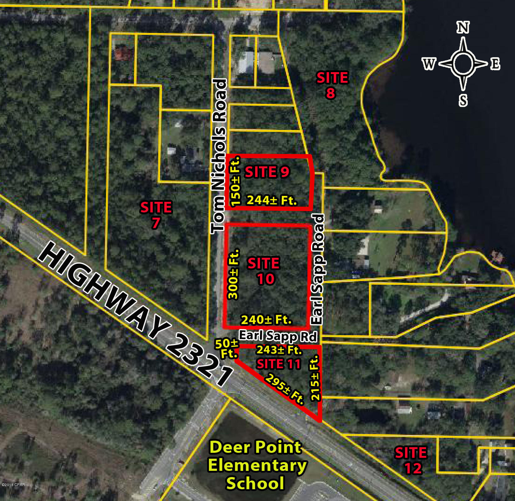 Excellent 1.6 Acre Residential Development Opportunity near the Deer Point Elementary School on Tom Nichols Road. This site is noted as Site 10 on the property aerial. Zoned Agriculture/Timberland (AG-2) in Unincorporated Bay County, rezoning & access to municipal water & sewer would require annexation into the City of Lynn Haven.  Additional vacant waterfront and interior land parcels available from .84 acres to 130 acres along the Highway 2321 corridor in the Deer Point Lake and North Bay area.