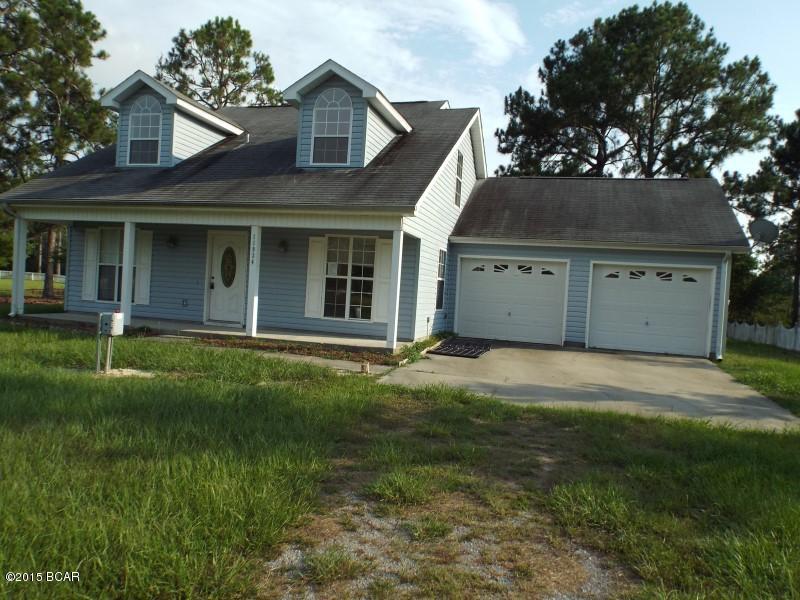 Four bedroom two and half bathroom house with two car garage, in Sandy Creek bordering a pond offered as is. The vinyl house has a back Florida room with Jacuzzi and the master bedroom is on the first floor. All sizes are approximate or taken from other sources please verify accordingly.