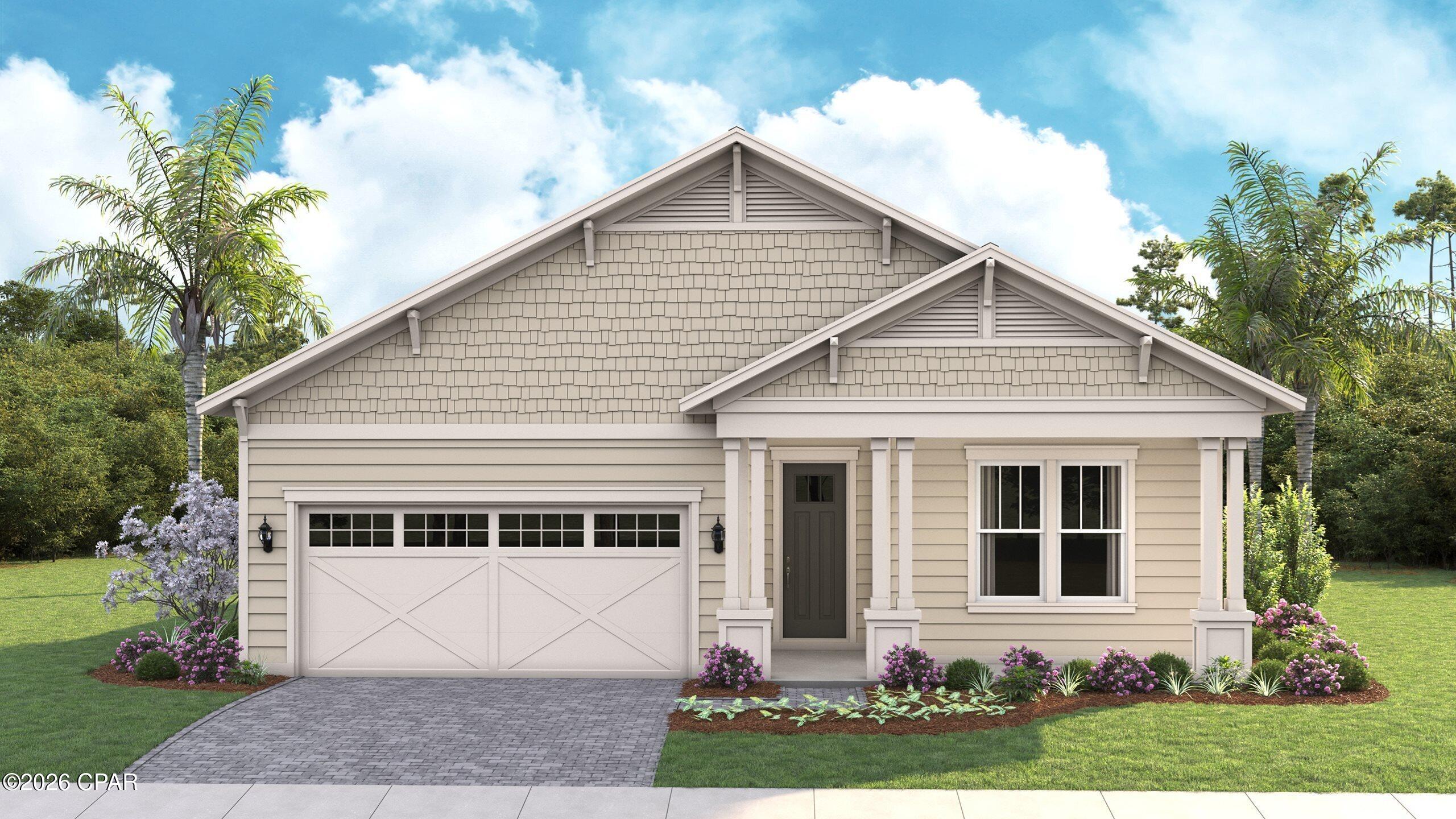 New construction home in Salt Grass, just minutes from Panama City Beach. Located on a premium homesite with wooded preserve views, thishome offers privacy, style, and easy coastal living less than three miles from the beach. Inside, enjoy an open, light-filled layout with 10-foot ceilings, 8-footdoors, and modern finishes throughout. The durable Hardie® board exterior, paver driveway, and included lawn maintenance make this home as low-maintenance as it is attractive. Perfectly positioned just one mile from the new FSU Health Hospital, this home is ideal as a primary residence, beachgetaway, or investment opportunity. Quiet, tucked away, and close to everything--this one checks all the boxes. Lawncare included in HOA. STOCK PHOTOS, PRICES SUBJECT TO CHANGE. Actual home may differ from photos.