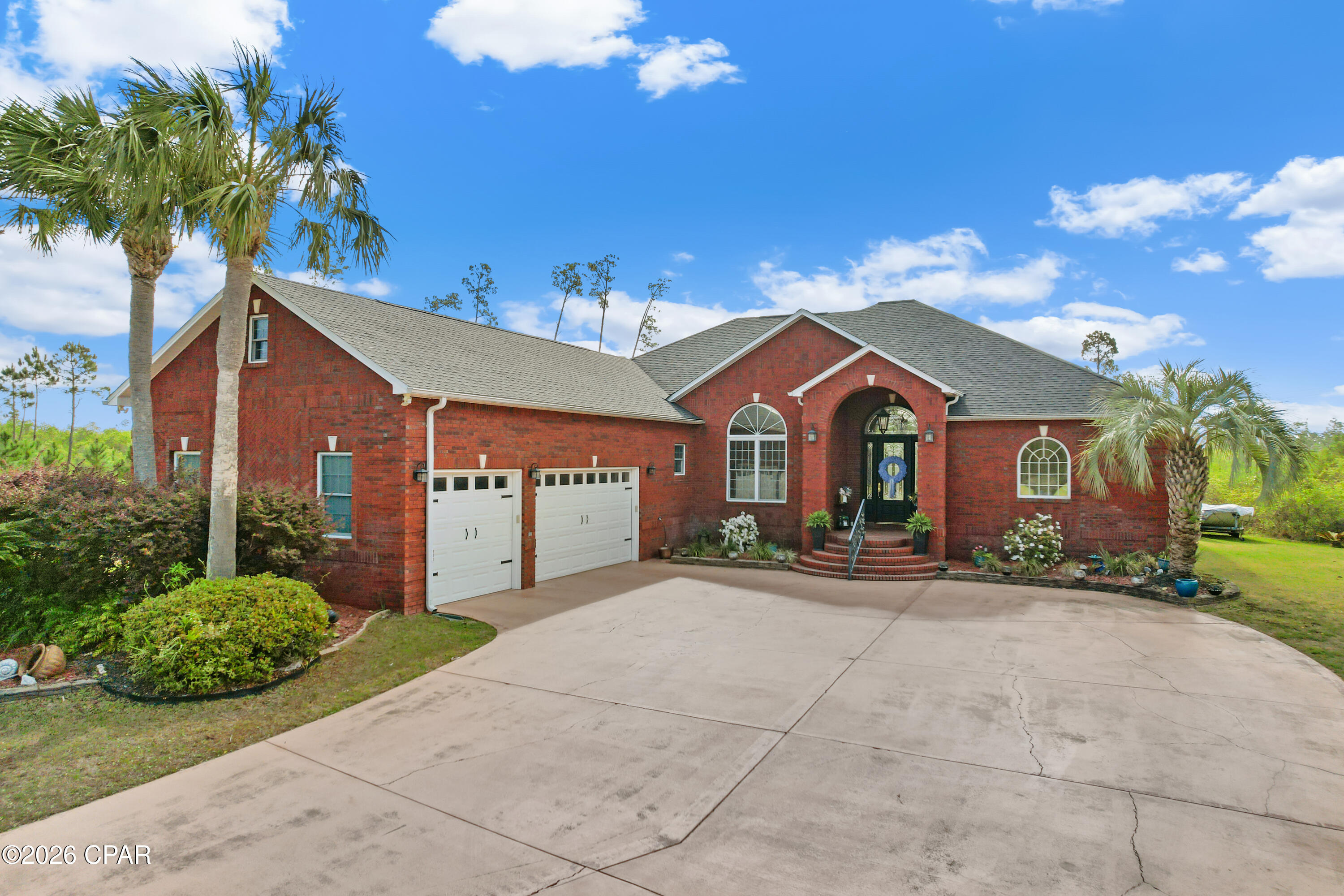 All sizes are appx////Beautiful all-brick home in the Deerpoint Lake area---1/4 mile from highpoint landing (Paved)----3/2 CUSTOMED BUILT HOME--ALL THE AMENITIES!!!!!inground saltwater pool//porch area---great for entertaining!!!Three car garage---12foot ceiling in living, dining, and foyer----a must to see the special workmanship placed in this home////elegant kitchen with cherrywood cabinets, and island work station---the cozy den off the kitchen features a wood burning fireplace with a hand carved mahogany mantle convey with sale---upgrade Peachtree windows with Kevlar storm shutters, culligan water filtration system, tankless hot water heater; sellers have added a extra driveway for boat or RV parking. ONE OF THE best floor plans you will find!!  A must See!!!////