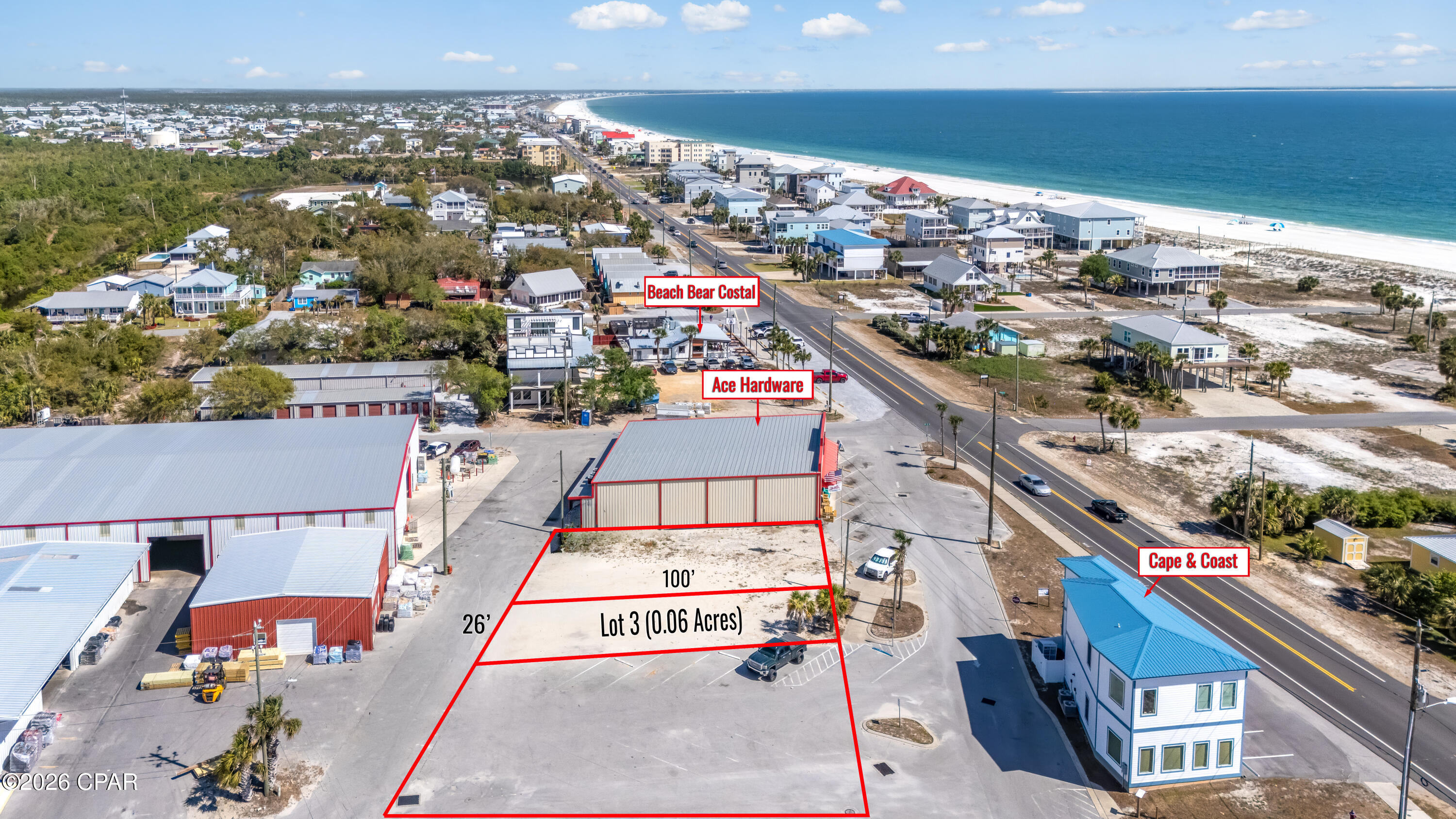 Investment opportunity-commercial lot 3 in Mexico Beach Shopping Center area, Mexico Beach, Fl. A rare chance to secure income-producing commercial land in one of Florida's fastest-recovering and most sought-after Gulf Coast markets. Lot 3 offers savvy investors a uniquely flexible development opportunity backed by a newly enacted ordinance that unlocks maximum buildable potential. The recently passed Ordinance No. 875 is a direct value driver for these lots. By establishing shared parking within the Mexico Beach Shopping Center Overlay District, this ruling allows development from lot line to lot line -- meaning virtually every square foot of your land can be put to productive use. For investors, this translates to higher yield potential per square foot, lower land cost relative to buildable area, and a stronger return on investment compared to traditionally restricted commercial parcels. Mexico Beach represents a compelling investment story. Following significant rebuilding efforts in recent years, the area has seen renewed interest from developers, businesses, and tourists alike. New build next door coming soon, Duren Seaside Market will generate more foot traffic and will attracting more customers. Commercial inventory remains tight, demand for services is growing, and land values are trending upward -- making now an ideal entry point for investors looking to develop, lease, or hold.
The Bottom Line, these two lots offer a low-barrier entry into a high-upside commercial market, with an ordinance-backed structural advantage that competitors on traditionally zoned parcels simply don't have. Whether your strategy is build-to-lease, build-to-sell, or land banking for future development, Lot 3 deserves a serious look.
Survey available. Contact agent today for pricing, due diligence materials, and additional details.