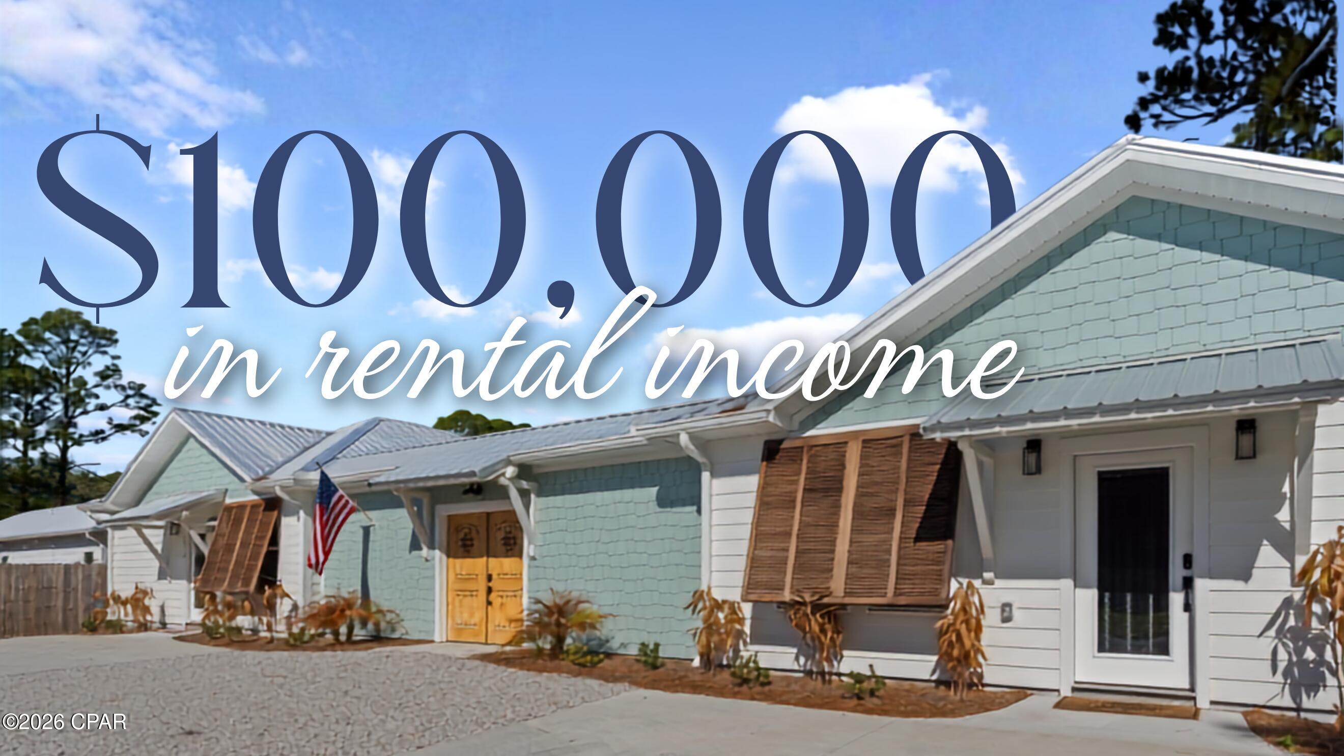 INVESTOR OPPORTUNITY WITH PROVEN SHORT-TERM RENTAL HISTORY! $100k in revenue on the books for 2026 so far, with plenty of dates still available! This beautifully designed duplex offers the perfect blend of income potential and resort-style living just minutes from Panama City Beach's world-famous white sand beaches. Consisting of two separate 2-bedroom, 2-bath units, the property features a total of 4 bedrooms, 4 full bathrooms, 1 half bath, and is currently operating as a successful short-term rental.

Each unit showcases modern coastal finishes, spacious open-concept living areas, large kitchen islands with quartz countertops, stainless steel appliances, luxury vinyl plank flooring, and private laundry rooms complete with dedicated washers and dryers for each side. The bedrooms are generously sized, while the spa-inspired bathrooms feature custom tile showers and upscale finishes. One of the primary suites even includes a private sauna, creating an elevated guest experience that helps set this property apart in the vacation rental market.

The centerpiece of the property is the stunning shared courtyard designed for entertaining and relaxation. Guests can enjoy the private pool with water feature, covered outdoor living spaces, outdoor bar seating, fire tables, dining areas, and multiple gathering spaces that create a true resort-like atmosphere. A convenient poolside half bath enhances the outdoor experience, while the natural gas heated pool allows for extended seasonal enjoyment and added appeal for vacation renters. The thoughtful courtyard design provides privacy while encouraging outdoor enjoyment year-round.

Designed with both guest comfort and operational efficiency in mind, the property is equipped with two tankless natural gas water heaters, providing reliable hot water capacity for both units while offering energy-efficient performance.

With ample parking, durable metal roofing, attractive coastal architecture, and a location convenient to beaches, dining, shopping, marinas, and local attractions, this property is well-positioned for continued rental success. Whether you're looking to expand your investment portfolio, generate vacation rental income, or own a versatile coastal property with multiple use options, this turnkey duplex presents a rare opportunity.