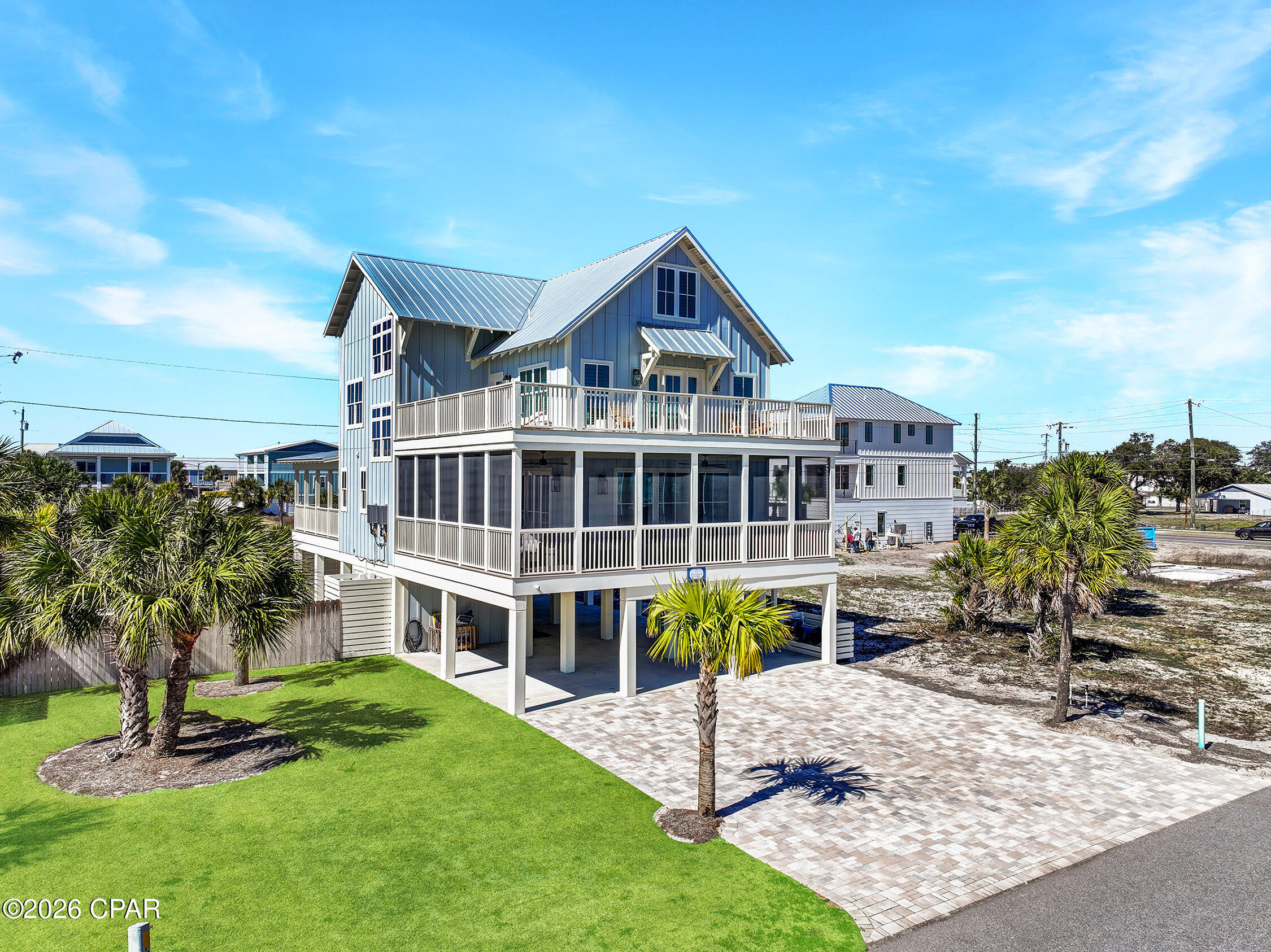 Experience coastal luxury in this stunning 5-bedroom, 4-bath home with two additional half baths, designed for comfort, relaxation, and unforgettable gatherings just steps from the Gulf and its sugar-white sands. Inside, a spacious open living area welcomes you with abundant natural light and flows seamlessly into a beautifully appointed gourmet kitchen, creating the perfect space for entertaining family and friends. The home's luxurious furnishings and high-end finishes elevate every room, offering a sophisticated yet relaxed coastal feel. With multiple porches and expansive decks, you'll enjoy Gulf views and warm sunshine throughout the day, making it easy to unwind with morning coffee or evening sunsets over the water. Every bedroom is generously sized, and the home includes multiple bonus rooms with additional sleeping space, allowing it to comfortably accommodate multiple families or large groups. Step outside to your own private oasis featuring a saltwater pool, perfect for cooling off after a day at the beach. The ground floor includes a convenient half bath and outdoor shower, making poolside living and beach days effortless. This property also presents an excellent investment opportunity, with established rental income and strong appeal as a vacation getaway. Whether you're seeking a luxury coastal retreat or a high-performing rental investment, this home offers the best of beach living.