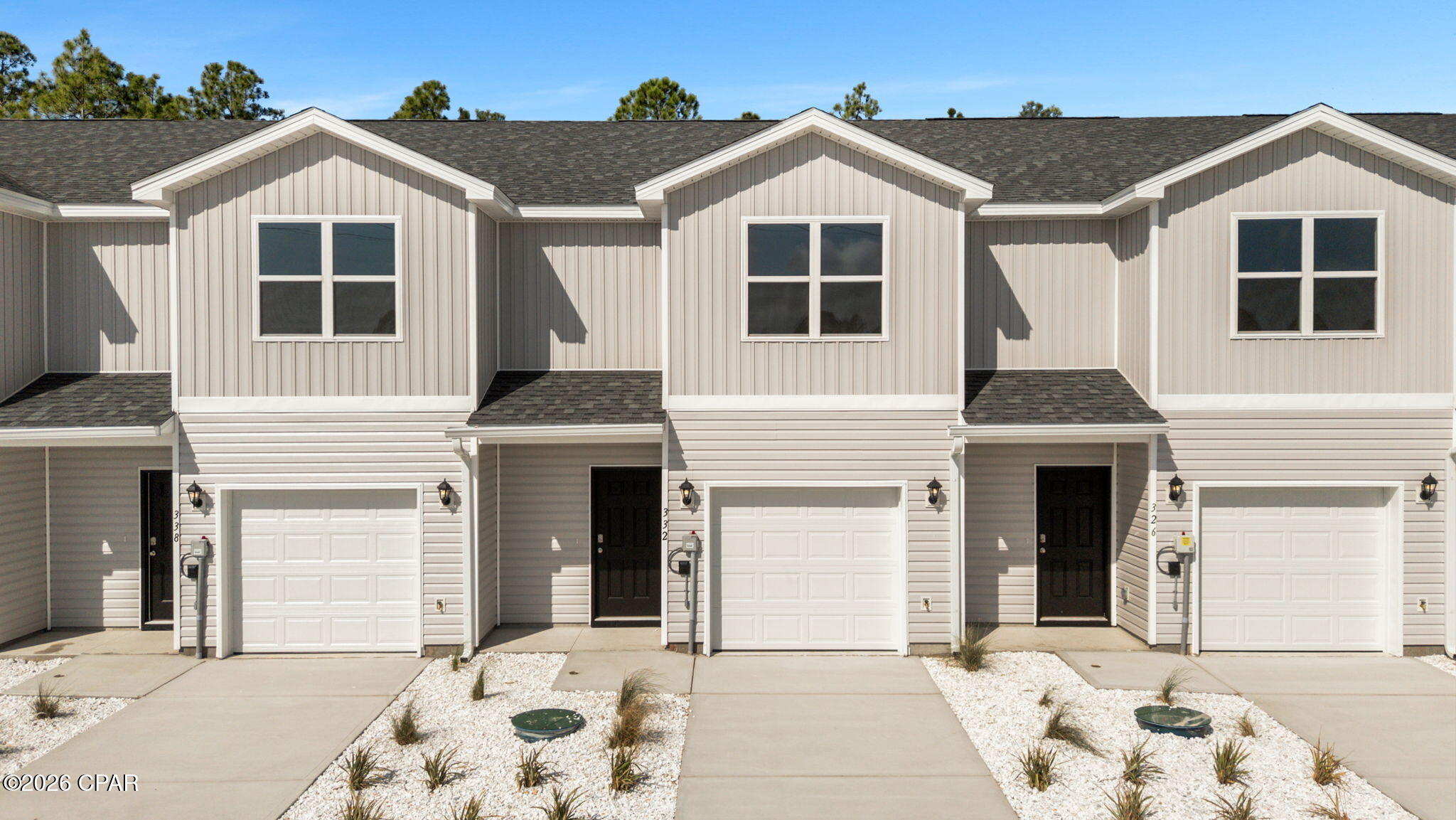 Welcome to the Sabal plan, a new home at Chateau Nemours located on the edge of Port Saint Joe, Florida. This Sabal Townhome floor plan is an interior unit. These thoughtfully designed townhomes offer 3 bedrooms and 2.5 bathrooms with a 1-car garage. On the outside of these units, you will see quality vinyl siding exteriors, steel garage doors equipped with openers, weatherproof outlets, hose bibs, and Kwikset deadbolts on all exterior doors. As you enter inside, you will feel right at home with beautiful EVP flooring at your feet, leading you to the open living room and kitchen or the spacious upstairs. In the kitchen and bathroom, you will find gorgeous granite countertops, white cabinets with brushed nickel hardware, and stainless-steel appliances in the kitchen. Stay cool during the summers with energy-efficient cooling and heating systems, Low-E insulated windows with screens, and water-saving elongated toilets. For added security, every home comes equipped with Smart Home Technology, including a Safe Haven Surveillance system, Skybell doorbell, Honeywell thermostat, and DEAKO Smart Switches. Rest assured with a one-year builder's warranty from D.R. Horton and a ten-year structural warranty through RWC. Located just 3 miles from Port Saint Joe, you will find all that this popular town has to offer in including shopping and local restaurants close by. Chateau Nemours is located just 11 miles to the exotic Cape San Blas peninsula where you'll find peace and quiet to enjoy a sunny day at the beach or get some fishing in at Indian Pass. The main feature of Chateau Nemours is the historic building that was relocated from another part of town and is now being remodeled into a luxurious restaurant. These townhomes are right around the corner from it as well as the community pool. This community will be one of the most talked about communities in the area. To learn more about Chateau Nemours, get connected with us today and see what this community is all about.