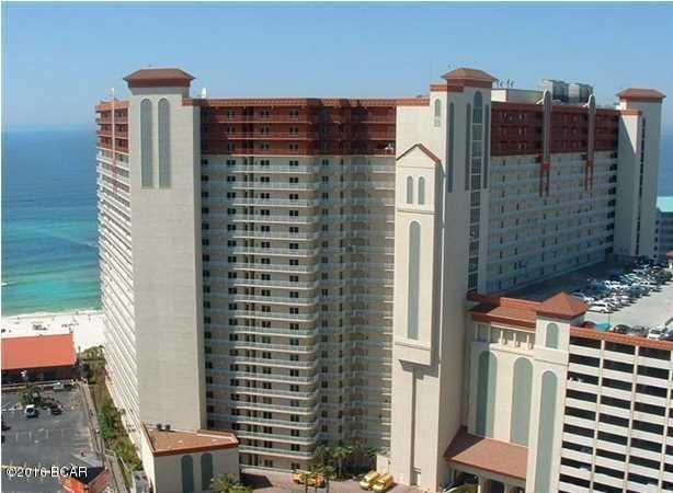 Beautiful 1 bedroom unit comes completely furnished. Bunk room as well as a 2nd full bath. Great location overlooking the pool and Tiki bars from your oversized balcony. Great views of the Gulf.  Assigned parking space # 914 conveys with this unit. Almost 500' of Gulf frontage in this complex also million dollar Gulf side zero entry lagoon style pool over 14,000 sq' with waterfalls also exotic tropical landscaping. This resort has lots of amenities to include the following; Sauna steam room, fitness center with health bar, indoor heated pool, full service spa,electronic game room and video bank, party and media room. Shores is a popular Resort Destination on Panama City Beach. Rental incoThis Resort has beautiful exterior details and impressive modern architecture. OWNER FINANCING AVAIALBL 25-30% down, 6% for 15 years. This unit has strong rental income of around $26,000 last year.