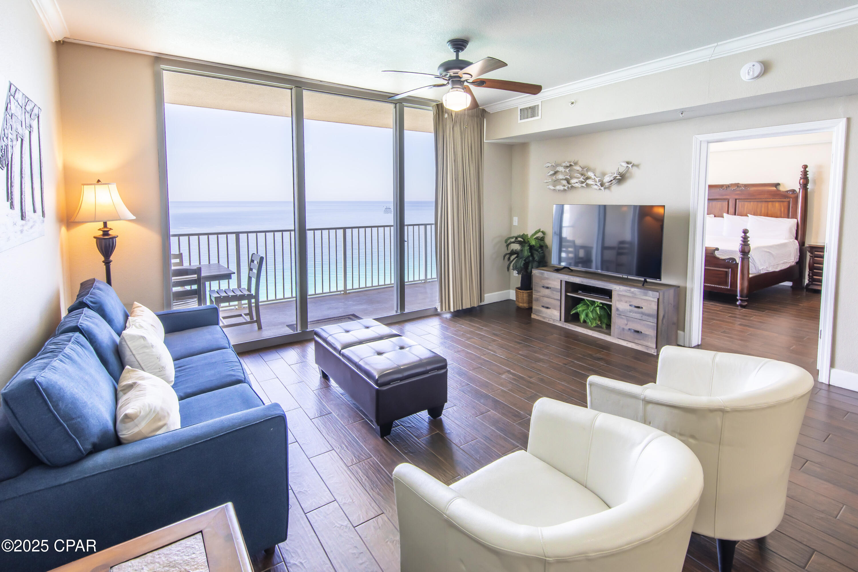 Wake up to gorgeous Gulf views from your master bedroom in this beautifully maintained 1 bedroom, 2 bathroom condo at Tidewater Beach Resort. Offered at $425,000, this unit is perfectly positioned for both personal enjoyment and strong rental potential.

Enjoy an open-concept layout with a spacious kitchen, granite countertops, and floor-to-ceiling windows that flood the living space with natural light. The master suite offers direct access to the balcony and breathtaking water views. A separate bunk room provides extra sleeping space for guests or little ones. This is perfect for vacationers and families alike.

Tidewater Beach Resort features top-tier amenities including two large lagoon pools, an indoor heated pool, a Gulf-front fitness center, a movie theater, on-site dining, and 24-hour security. Located within walking distance to Pier Park and the best of Panama City Beach shopping, dining, and entertainment.

Don't miss your chance to own a slice of paradise with direct access to sugar-white sands and unmatched Gulf views.