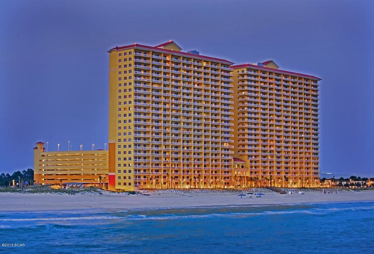 Come view this exceptionally decorated and upgraded 1BR/2BA, Gulf front, Condo and be blown away by the FANTASTIC views! Upgrades include: Manufactured hardwood floors, Crown Molding, Stainless Appliances, bathroom tile laid on the diagonal & under cabinet lighting in the Kitchen.  This exceptional property can accommodate 6 comfortably when utilizing the queen size sleeper sofa in the Great Room and is being offered fully furnished and turn key/rental ready. Calypso Towers remains the only gulf front condo in Panama City Beach that is within comfortable walking distance to Pier Park and all that it has to offer owners and vacationers alike. All information within this listing should be verified by the Buyer if important.