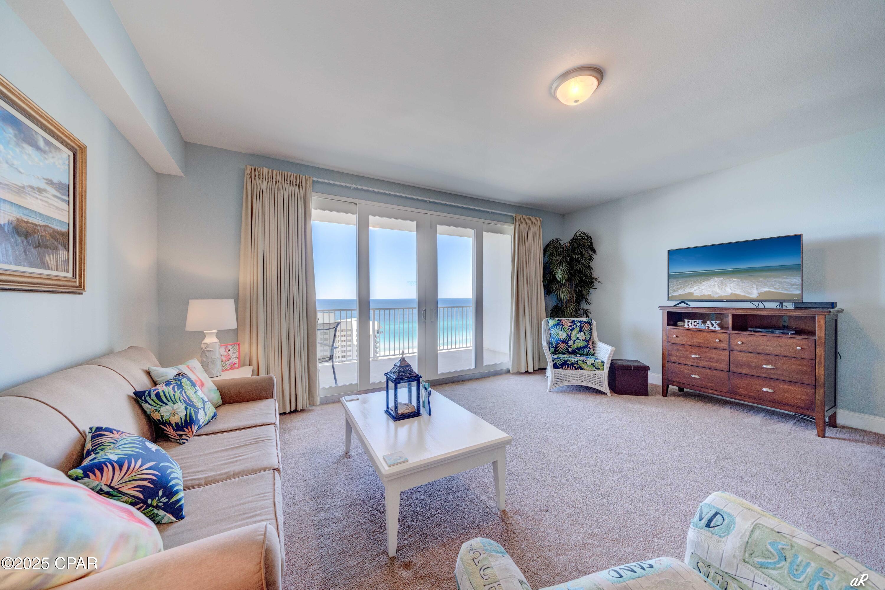 Beautiful Gulf View - Outstanding- Give Away Value!Just reduced $35,000!! Enjoy coastal living knowing you paid a super low Gulf view price on this 1 bedroom, 2 bath plus bunk room condo at Laketown Wharf Resort. This well maintained unit features an open floor plan, NEW HVAC, NEW hot water heater and NEW microwave. The kitchen offers abundant cabinetry and a large island, providing plenty of room for family gatherings or entertaining. The spacious living area features a large sliding glass door opening to an oversized balcony with beautiful beach and Gulf views.

The main bedroom includes its own private bath, while the bunk room has a closet and convenient access to the second full bath across the hall. A barn door could easily be added to create a private sleeping space. Comfortably sleeps 6.

Laketown Wharf is one of PCB's most popular resorts, just steps from the sugary white sands with its own private, secure walkway to the beach next door to Pineapple Willy's. Enjoy five pools, a kids' Funscape playground, Splash Bar & Grill, pickleball, a Gulf-view fitness center, covered garage parking and a 52,000 sq. ft. lakefront boardwalk with shops, restaurants, and a nightly fountain and light show. New additions include 810 Billiards & Bowling, an arcade and The Bun Lab, serving smash burgers and hosting a comedy show on the main level.

Whether you're buying for personal use, rental investment or both, this condo delivers the location, layout, and income potential
