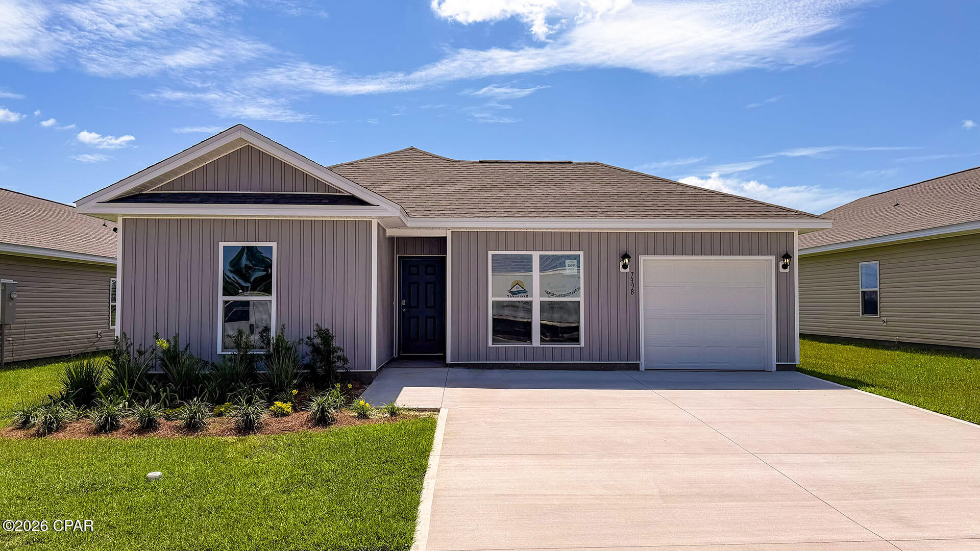 Welcome to the Sutton Plan, one of our new plans at Liberty in Panama City, Florida. The Sutton is a spacious single-story home with 1,439 square feet of comfortable living. This beautiful home offers 4 bedrooms with 2 bathrooms, and a 1-car garage. As you enter the home, the foyer welcomes you with beautiful EVP flooring which spans throughout the home in the main areas and bathrooms. Right by the front door are the 3 guest bedrooms, a full bathroom, and down the hallway is the laundry room and storage area leading into the kitchen and living room. Each bedroom boasts plenty of space and sizeable closets for organization with soft carpet flooring.

The kitchen is equipped with beautiful granite countertops, stainless steel appliances, and beautiful white cabinetry. The pantry is located next to the laundry room across from the linen and coat closets. Natural light illuminates this main area for your family and friends to enjoy. The back yard features a lovely water view and a back patio located by the primary bedroom and the dining area perfect for enjoying the views. The spacious primary bedroom features its own bathroom complete with granite countertops, a large walk-in closet, and a relaxing shower. Both bathrooms feature beautiful granite countertops and white cabinetry. In addition to all the features and amenities our Sutton plan offers, each is built with our Smart Home technology package, designed to bring the ease and convenience of life right to your fingertips.

On the outside of this popular plan, you will see durable vinyl siding, a rear patio to enjoy the spacious back yard. Sidewalks line the neighborhood streets for you to enjoy the beautiful Florida weather. Our Liberty community features underground utilities making it less susceptible to damage from severe weather leading to fewer outages and more reliable service. Residents of Liberty can enjoy exclusive access to two amenity centers, complete with two pools, a children's splash pad, two playgrounds for endless fun, a well-equipped fitness center, two pickleball courts and a basketball court to name a few things. To learn more about this home for yourself, call us to get connected today!