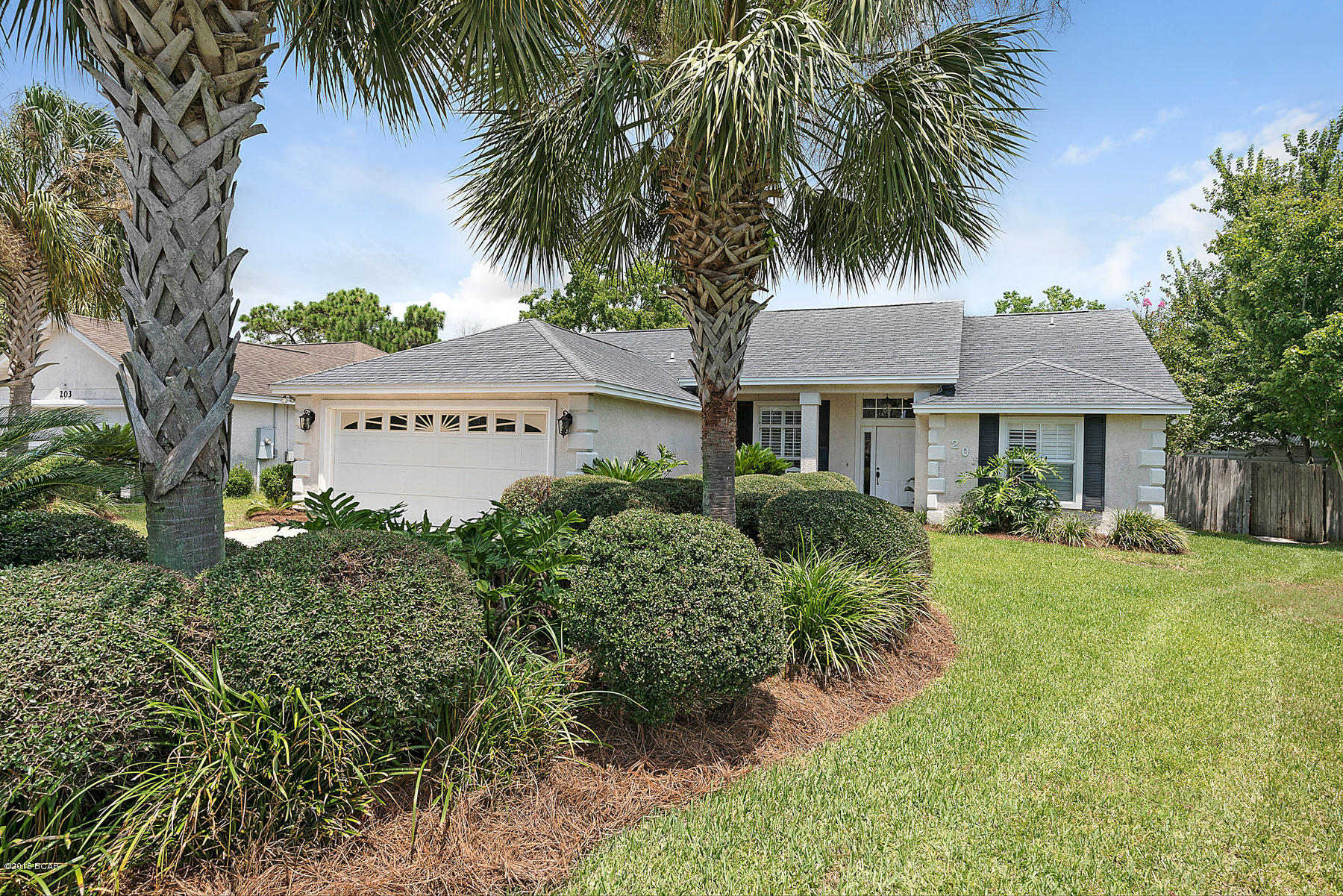 Beautiful move-in ready home in Hidden Pines, close to the beach and attractions and convenient for town trips and with no association fees. One owner home, 3 bedrooms/2 baths and tons of upgrades including high ceilings stacked crown moldings, upgraded trim, uba tuba granite w/ogee edge, beveled subway tile backsplash, porcelain tile throughout the main living areas, carpet in the bedrooms, luxurious master suite... The floor plan is open and bright and centered around a huge covered patio that leads out to a beautiful pool w/spa. The yard is beautifully landscaped and also has a storage shed to hold everything you can't fit in your garage. Picture yourself lounging by the gorgeous pool and having cookouts after an afternoon at the beach. Everything you could ask for