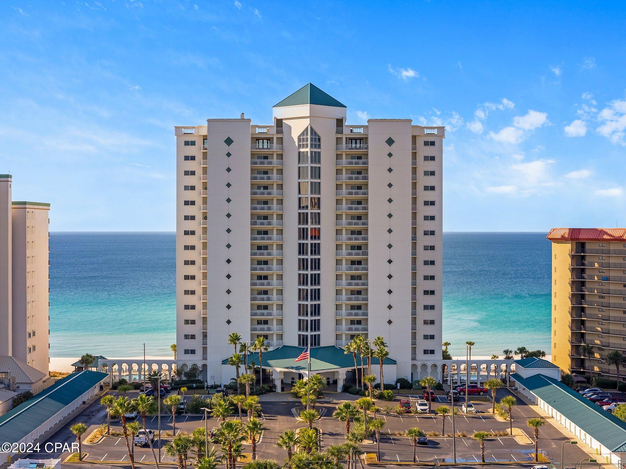 Furnished 4-bedroom, 4-bathroom condo on the 12th floor of the exclusive Princess Condominiums, offering an impressive 2,400 sq. ft. of thoughtfully designed living space. This unit features tile floors in the living areas and plush carpeting in the bedrooms. The spacious, open kitchen layout is perfect for entertaining, complete with a wet bar, breakfast bar, granite countertops, elegant glass upper cabinets, a stainless steel refrigerator and dishwasher, and an ice maker. Each bedroom includes its own en-suite bath, providing privacy and convenience for both residents and guests.
The master suite is a true sanctuary, featuring a luxurious garden tub, a tiled walk-in shower, and dual vanities. The expansive balcony, accessible from both the main living area and bedrooms, offers a serene space to enjoy breathtaking views of the Gulf from the 12th floor. Additional features include a separate walk-in laundry room with a sink and two A/C units to ensure year-round comfort.

Princess Condominiums provide unmatched resort-style amenities, including 24-hour gated entry, two outdoor pools, an indoor heated pool, a hot tub, sauna, steam room, fitness center, game room, community room, and two private beach access points. Recreational options include tennis courts, basketball, shuffleboard, and BBQ grills, ensuring endless entertainment for all ages.