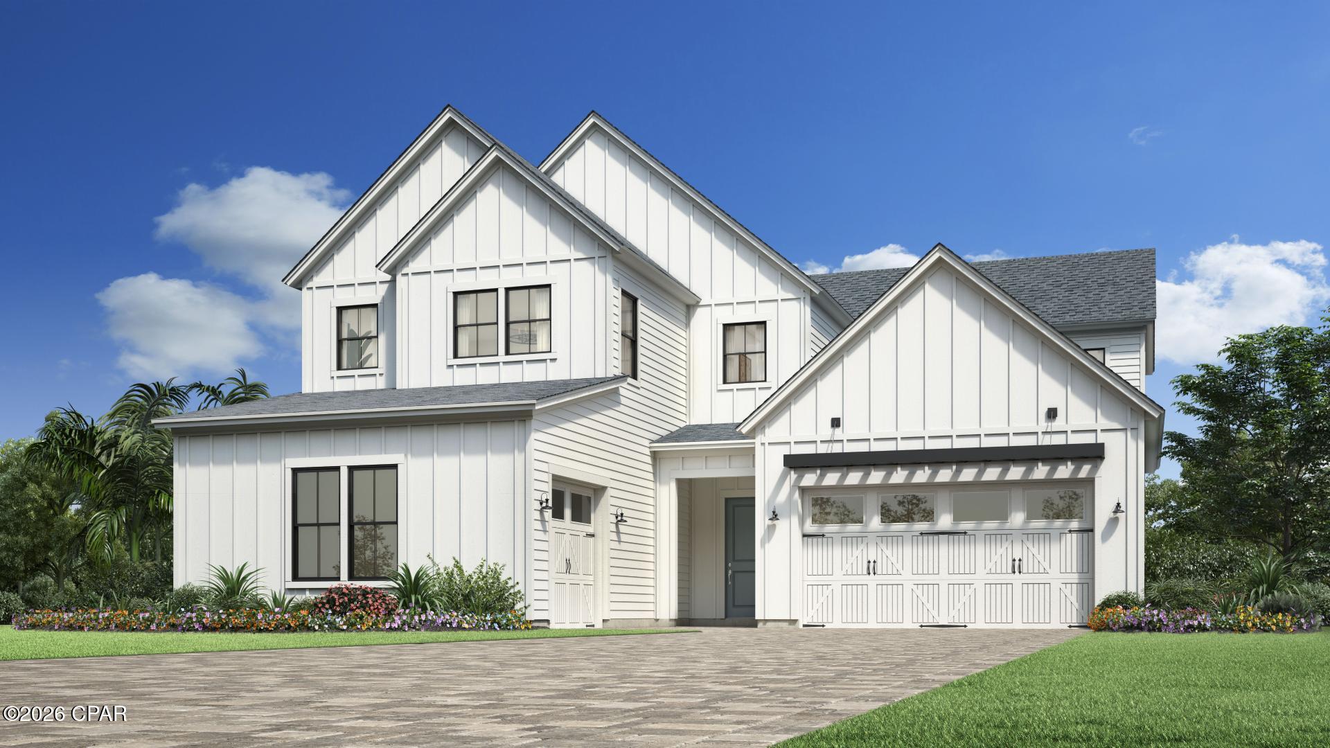 Welcome to your Toll Brothers dream home, where luxury, comfort, and convenience come together in perfect harmony. Construction estimated completion February 2027.  Limited time to select interior design studio selections to personalize it. Nestled in a gated community, this grand two-story residence boasts over 20-foot ceilings and an inviting open floor plan designed to impress from the moment you step inside. As you enter, you're greeted by the grandeur of soaring ceilings and an abundance of natural light that fills the home with warmth. The kitchen and great room a space that invites both creativity and connection, perfect for family gatherings or entertaining guests. On the main level is the primary suite, a true retreat offering both relaxation and luxury. With a spa-like bathroom featuring a large tile shower, a separate soaking tub, and two spacious walk-in closets, every detail has been meticulously designed to create an oasis of serenity. This is more than just a bedroom; it's a sanctuary where you can unwind in ultimate comfort. Upstairs, the expansive loft and bonus area offer endless possibilities for your lifestyle, whether it's a game room, home theater, or a second living area. With four spacious bedrooms and 3.5 beautifully appointed baths, this home accommodates every need with elegance and functionality. The office room offers the ideal space for work, study or can be used as 5th bedroom. 3-car garage offers ample room for your vehicles, storage, and more. Step outside the multi slide glass door onto your covered lanai and embrace the natural wood preserve beauty providing both privacy and a tranquil setting. The community is filled with completed resort style amenities, including pool, clubhouse, fitness center, pickleball courts, tennis court, playground, and a multi-purpose field. Short drive to public beach access, Pier Park shopping, dining and fun entertainment, airport, future FSU/TMH medical campus, future West Bay Center with Publix and recreation outdoor activities at Frank Brown Park. Don't miss the opportunity to make this extraordinary property your forever home, where every detail is crafted for your utmost enjoyment.  Pictures are not of actual home, but same floor plan.