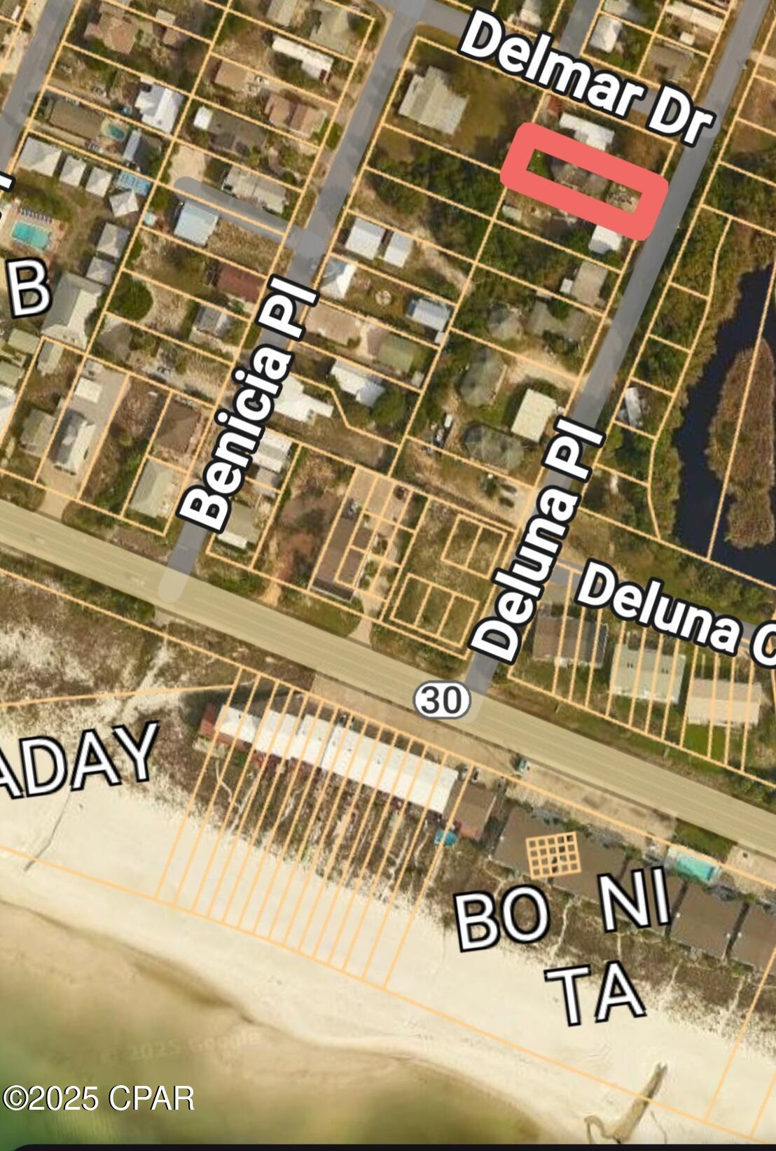 Prime Laguna Beach Lot - 121 Deluna Place, Panama City Beach, FL Rare oversized single lot (150' frontage x 50' depth - 7,500 sq ft) in the quiet, highly desirable west-end pocket of Laguna Beach. Just 100 yards off Front Beach Road with rivate, deeded neighborhood beach access - an easy, peaceful walk to the sugar-white sand in under 8 minutes. This is the laid-back, low-traffic, 'old PCB' vibe that's getting impossible to find: Dead-end street, mature oaks, serene and privat Surrounded by newer high-end homes and remodels 0.8 miles to legendary Thomas Donuts 1.5 miles to Carousel Supermarket 3 miles to Pier Park shopping, dining & entertainment Zoned for single-family or possible multi-family (duplex/townhome buyer to verify current density; recent comps on the same street support it). 
Bonus Opportunity: An identical lot at 119 Deluna Place (also 150' × 50') is available for purchase as well.
An opportunity this close to the Gulf and in this private section of Laguna Beach almost never come up. Move fast, - this won't last!