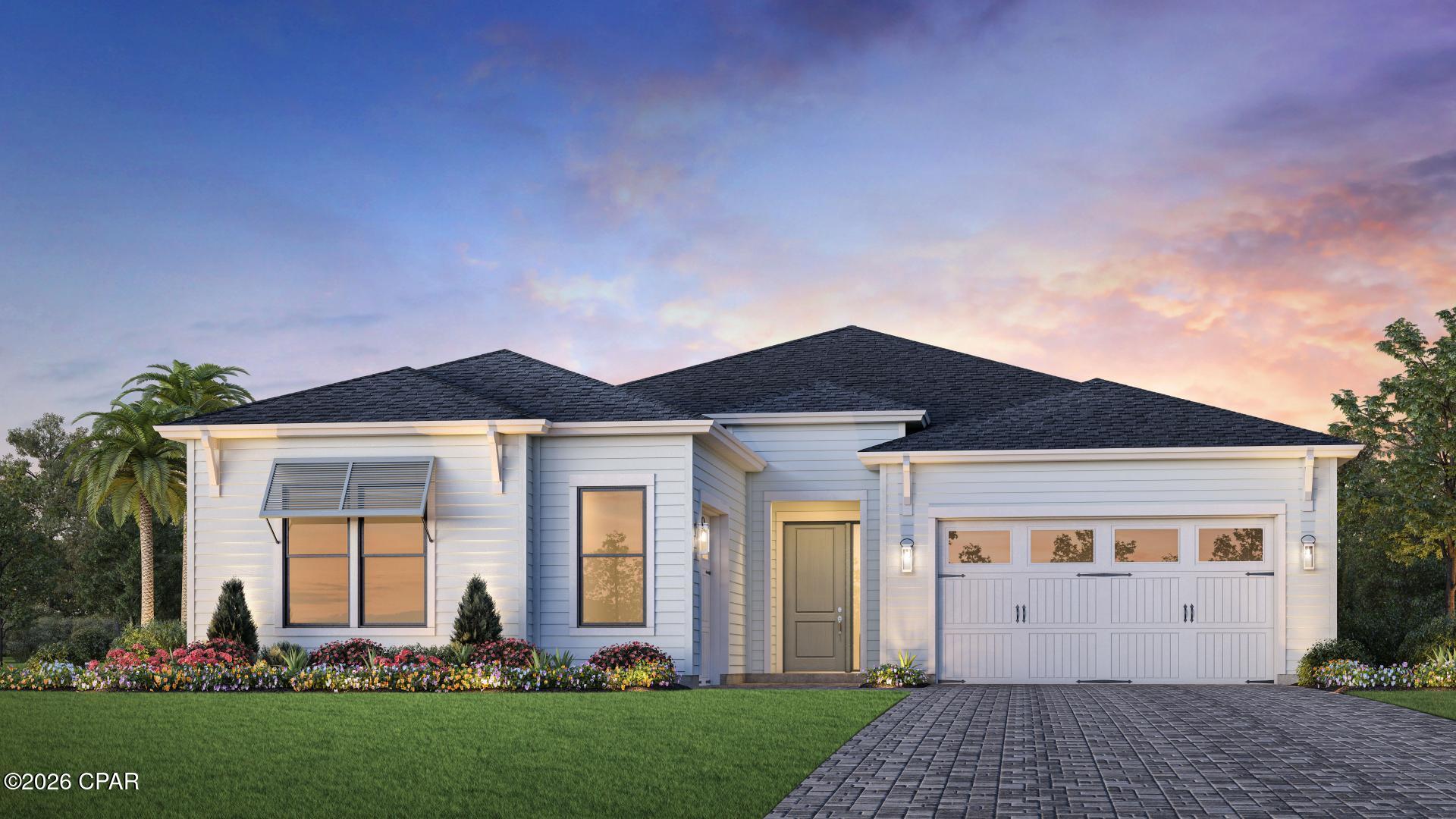 Beautiful new single-story 3 car garage Toll Brothers home that perfectly blends elegance, space, and modern functionality. Located on cul-de-sac! Currently under construction with estimated completion January 2027. Limited time to make interior design studio selections.  Featuring 3 spacious bedrooms and 2.5 beautifully appointed baths. From the moment you arrive, the 3-car garage offers ample space for vehicles and storage. The garage has 8' door height, windows and paver driveway for grand curb appeal. Inside the heart of the home is the grand open great room, where 10' ceilings, natural light, and seamless flow create an inviting space for both entertaining and everyday living. The chef's kitchen opens effortlessly to the living and dining areas, making gatherings a joy. Retreat to your luxurious primary suite, complete with a spa-inspired bathroom featuring a massive walk-in shower, soaking tub, dual vanities, and an oversized walk-in closet. Step outside to your private oasis--an expansive covered lanai with elegant pavers, perfect for morning coffee, outdoor dining, or relaxing evenings under the stars. Backyard backs up to peaceful woods and enough space for pool or outdoor living. Gated community with completed amenities including a resort-style pool, clubhouse, fitness center, tennis and pickleball courts, playground, multi-purpose field, and much more. Short drive to public beach access, Pier Park shopping, dining and fun entertainment, airport, future FSU/TMH medical campus, future West Bay Center with Publix, and recreation outdoor activities at Frank Brown Park. Don't miss this rare opportunity to own a slice of paradise! Call today to schedule your private tour.
*Pictures are stock photos and not of actual home.