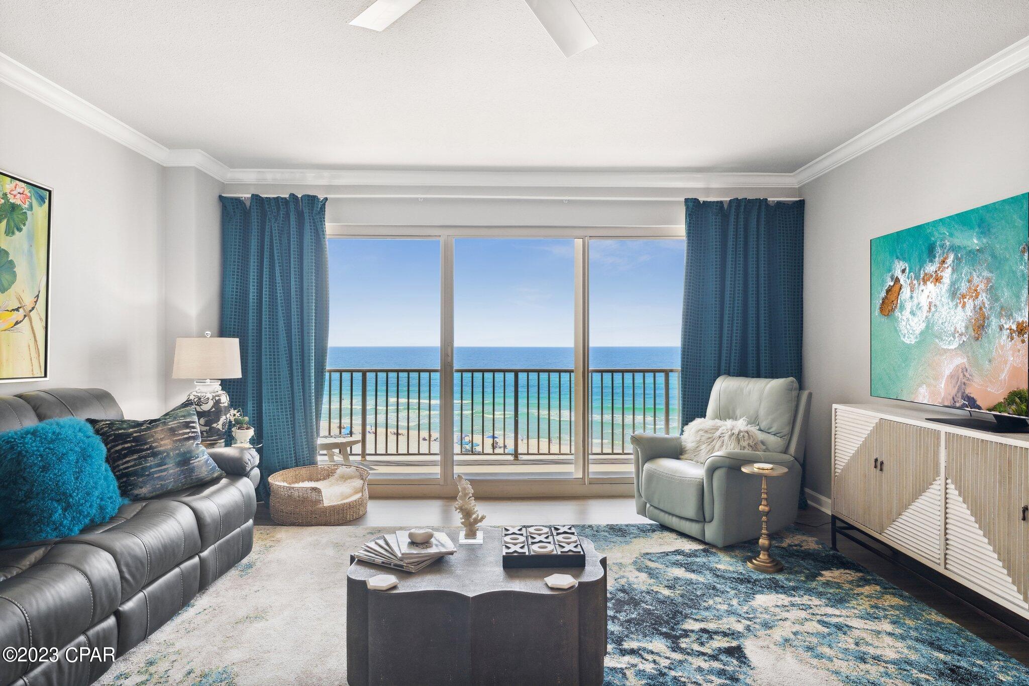 'CURRENTLY UNDER CONTRACT, SELLER WILL CONSIDER BACKUP OFFERS' Welcome to your slice of Paradise!  This is  a newly remodeled one-of-a-kind luxury gulf front condominium on the east end of Panama City Beach. SummerWinds has only 72 units. This gated, private, community is a non-short term rental. This unit comes with a single car garage.  Spacious sixth floor, three-bedroom, three-bath.  Unit features 9ft ceilings, crown molding, Gorgeous views of the Gulf of Mexico. Big balcony, Featuring  over 2100 square feet of beachfront living space. Summerwinds, a resort-style private condominium. All important information to be verified by buyers.
