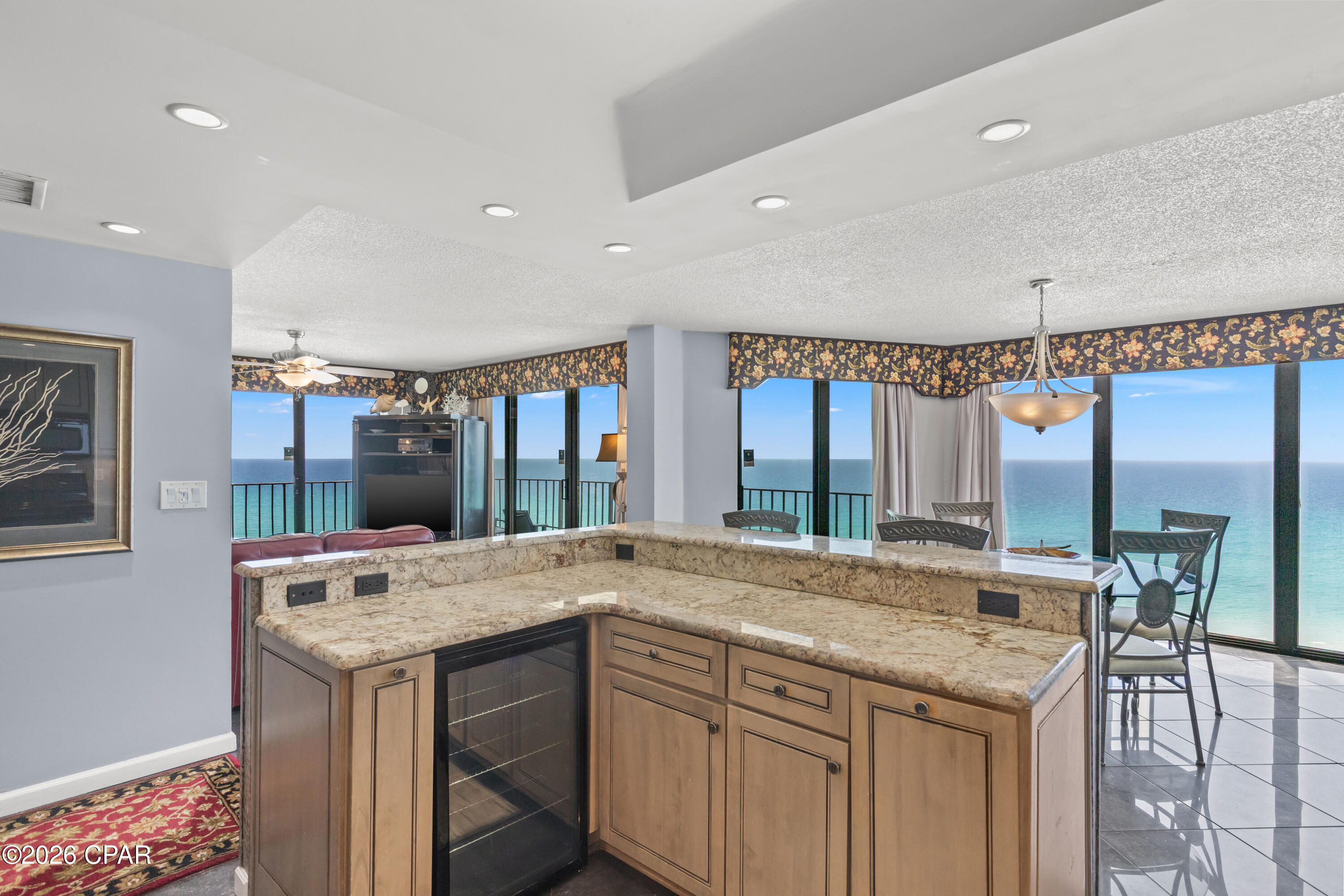 Welcome to Edgewater Tower 2-901, a beautifully updated 3-bedroom, 3-bath beachfront corner residence on the 9th floor of the prestigious Edgewater Beach & Golf Resort Tower II. This highly coveted ''01'' floor plan is perfectly positioned to capture panoramic, unobstructed Gulf views from nearly every room--including the living area, dining space, kitchen, primary ensuite bedroom and guest ensuite bedroom. 
Step onto the expansive wrap-around balcony and experience what truly sets this residence apart: rare, full east-to-west views of the beach stretching as far as the eye can see. From the east side of the balcony, take in a unique perspective overlooking the resort's lagoon pool and main Edgewater pool deck, blending sweeping coastal scenery with vibrant resort views. In the evenings, enjoy breathtaking, unobstructed sunset-views over the Gulf. The unit offers balcony access from the primary ensuite bedroom, guest ensuite bedroom, living room and dining room.
Located within Panama City Beach's only full-service resort, amenities include an 11,500-square-foot lagoon pool, tennis, pickleball, golf, on-site dining, fitness center, 24/7 gated security, and more.
Don't miss this rare opportunity to own a 3/3 beachfront paradise with unmatched east-to-west Gulf views and unforgettable sunsets.