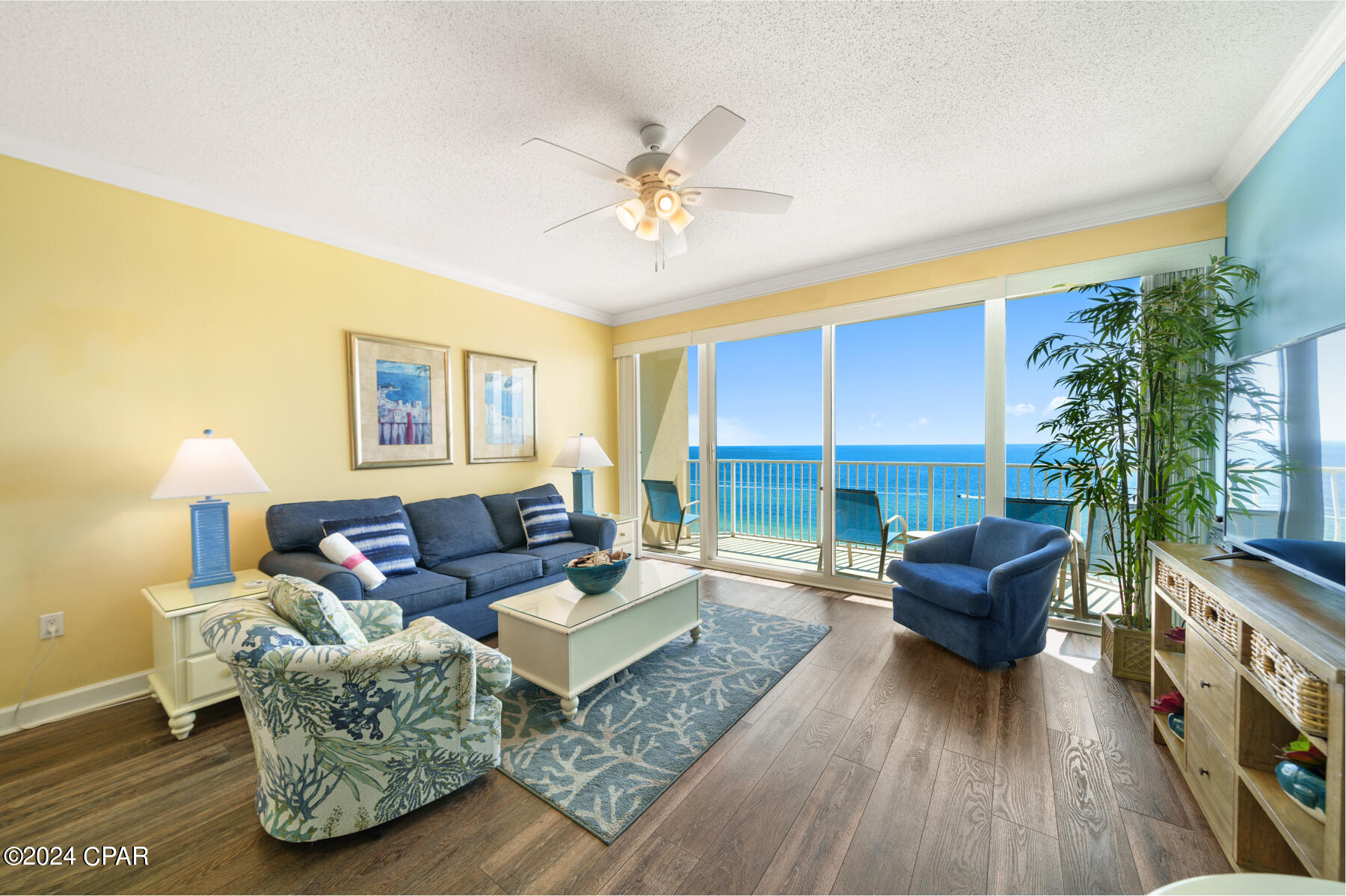 Discover the ultimate beachfront lifestyle at The Boardwalk, Panama City Beach's premier resort boasting 1,700 feet of pristine Gulf frontage. This stunning 1-bedroom, 1-bath condo with a cozy bunk area offers breathtaking panoramic views from your private balcony--perfect for watching sunsets and playful dolphins. New Washer, Dryer and Dishwasher

Inside, you'll find luxurious features including 4cm granite countertops, elegant crown molding, and soaring nine-foot ceilings in both the master bedroom and great room. The chic ceramic tile and cultured marble vanity enhance the sophisticated ambiance.

The resort itself is packed with top-notch amenities, including a zero-edge swimming pool, Splash Zone, and the Under the Boardwalk bar and grill. Families will love the 
 Recreation Club, while fitness enthusiasts can enjoy the gulf-front fitness center equipped with a sauna and massage therapy parlor. Additional conveniences include covered parking and a spacious sundeck.

Don't miss your chance to own a slice of paradise at The Boardwalk!