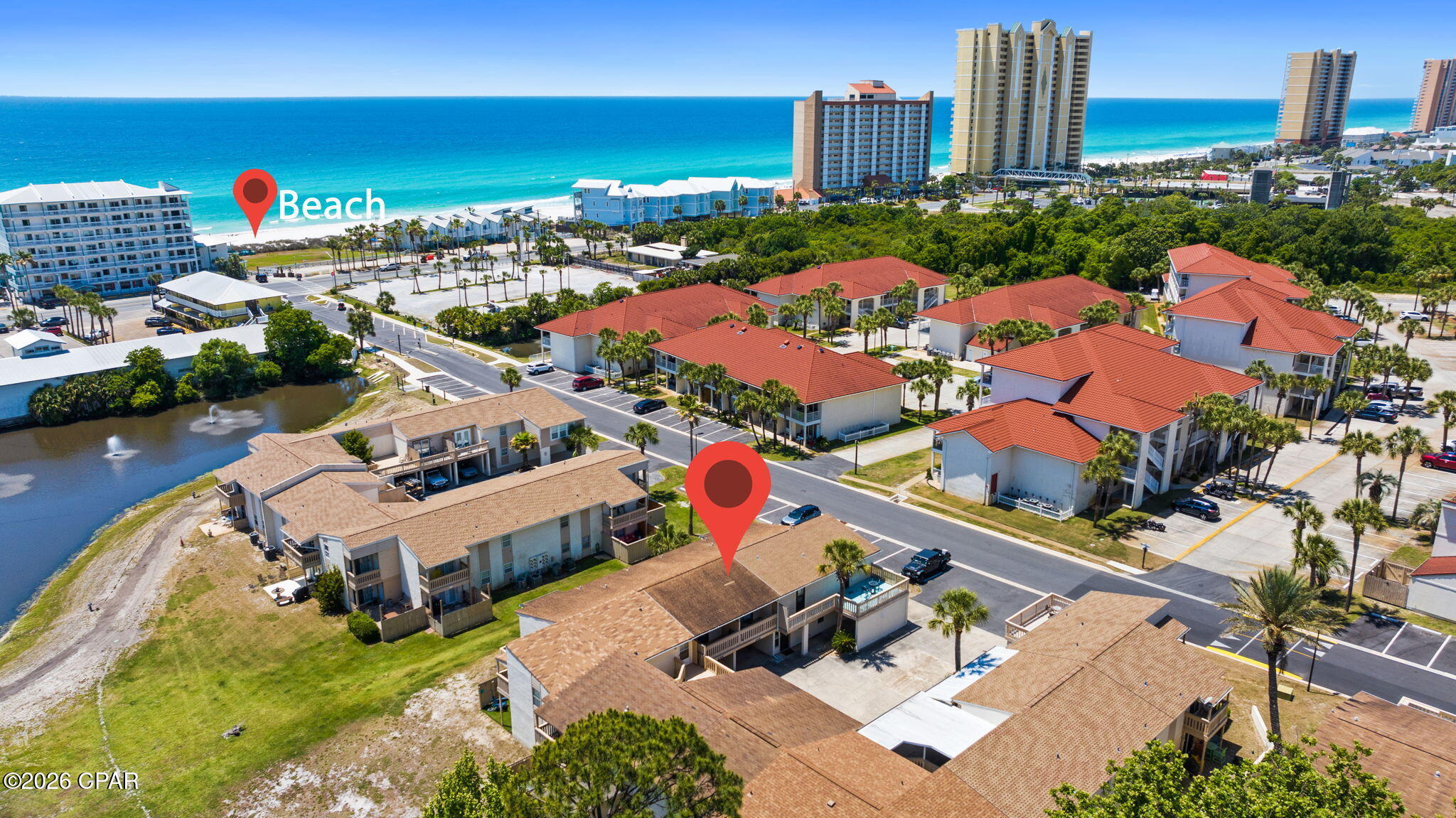 This Horizon South unit offers a unique ownership opportunity: it is not part of the HOA, giving you the freedom to update and renovate the unit to your personal taste without architectural restrictions or approval processes. A monthly fee of $381 provides full access to the community amenities, with water and cable included -- a convenient bundle that simplifies your monthly expenses.

As the owner, you are responsible for the unit's maintenance and overall insurance costs, offering both the flexibility and accountability of true ownership. This setup is ideal for buyers who want the lifestyle and amenities of Horizon South while maintaining full creative control over their property.

Raise your hand if you're ready to own a slice of Panama City Beach paradise! This thoughtfully updated 3-bedroom, 2.5-bath townhome at 17462 Front Beach Road #2B6 delivers the rare trifecta beach buyers dream about: a coveted West End PCB location and vacation rental potential with bookings already on the calendar.
Step inside a move-in-ready coastal retreat. Recent upgrades include fresh LVP flooring throughout, new ceiling fans, a newer washer/dryer, smart TVs, and a sliding glass door off the primary suite. Two new doors and windows downstairs add efficiency and curb appeal, and the HVAC system is only two years young -- meaning the big-ticket items are already handled. With three generously sized bedrooms and 2.5 baths, there's plenty of room for family, friends, and rental guests to spread out comfortably.
Location is where this unit truly shines. Unit 2B6 sits at the front end of the Horizon South complex in Building #2 -- just inside the main Front Beach Road entrance -- giving you the shortest, easiest walk to everything. Horizon South offers deeded private beach access directly across Front Beach Road from the complex gate, so reaching the sugar-white sand and emerald Gulf waters is a matter of minutes, not miles. Covered parking right outside your door makes hauling coolers, chairs, and groceries effortless.
Golf cart enthusiasts take note: as an owner at Horizon South, you're permitted to register your own golf cart on-property (decal required from Property Management, with up to two combined parking spaces per unit for vehicles and carts). There's even a dedicated long-term golf cart parking and charging area by the basketball courts -- a serious lifestyle perk in one of Florida's most golf-cart-friendly beach towns.
Beyond your doorstep, Horizon South is the amenity package that keeps families coming back year after year. Residents and guests enjoy four community pools (one heated in winter), a hot tub, fitness center, tennis and basketball courts, shuffleboard, pool tables in the clubhouse, and an 18-hole putt-putt course -- resort-style fun without resort-style fees. With short-term rentals allowed, this property works equally well as a primary home, second-home getaway, or turn-key income producer. Rental history is available upon request.