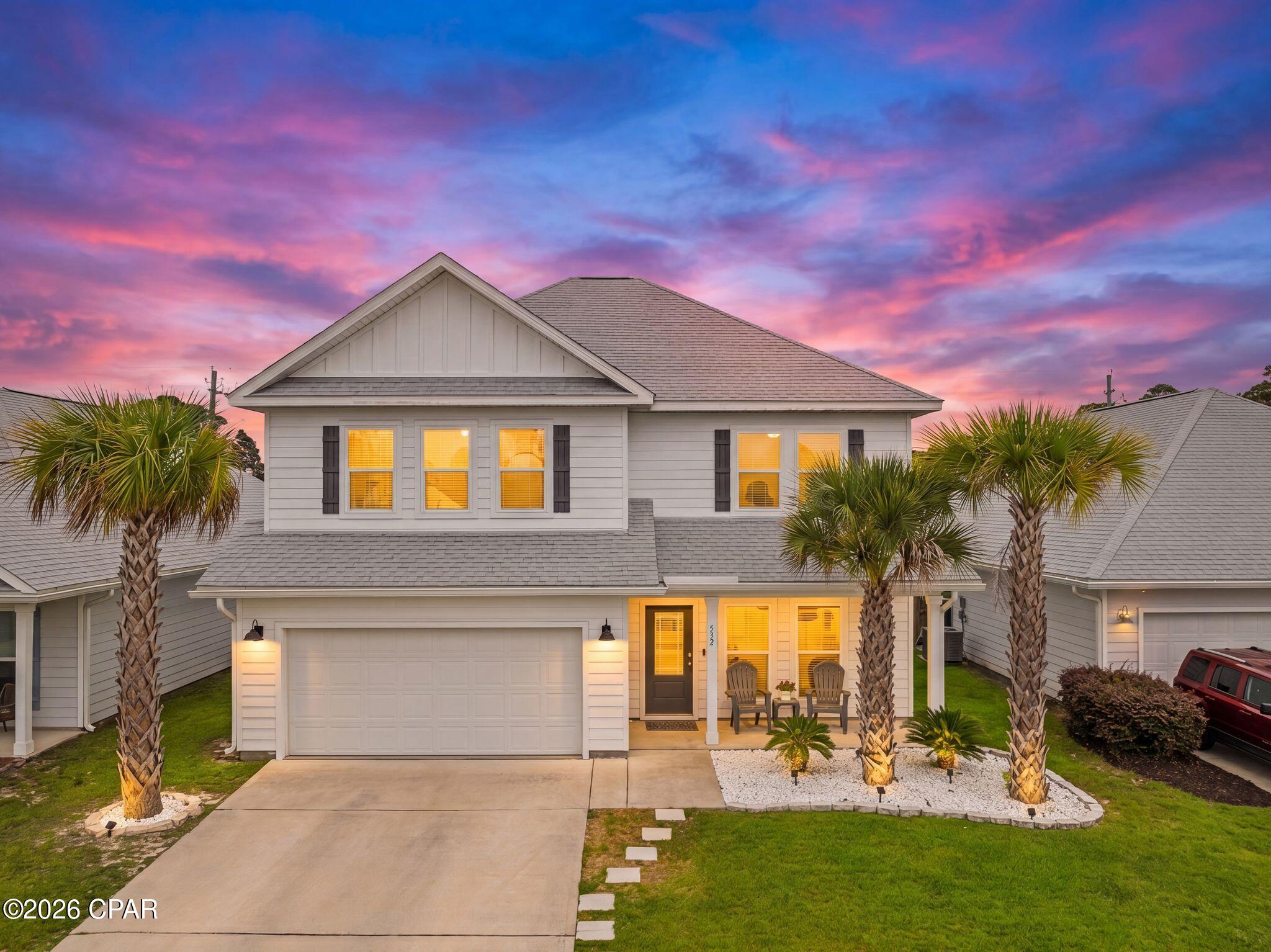 YOUR COASTAL BEAUTY AWAITS! A 2021 CRAFTSMAN, TUCKED AWAY ON A PRIVATE CUL-DE-SAC. Deeply loved and meticulously maintained by its current family, this property is filled with warmth, character, and an incredible sense of home. Spanning over 2,600 square feet of brilliantly designed living space, this immaculate 4-bedroom, 3.5-bathroom residence is the definition of modern coastal comfort. With a fresh, open-concept layout and premium upgrades throughout, this house proves you do not have to sacrifice space for a phenomenal location.

DESIGNED FOR EFFORTLESS EVERYDAY LIVING, THE FLOOR PLAN FEATURES TWO SEPARATE LIVING ROOMS TO GIVE EVERYONE IN THE FAMILY PLENTY OF COMFORTABLE SPACE TO SPREAD OUT. The main level offers ultimate privacy with a spacious 1ST FLOOR PRIMARY BEDROOM retreat featuring a massive walk-in closet and an en-suite bathroom that serves as a true oasis, boasting a large walk-in shower. The heart of the home is a beautiful chef's kitchen equipped with stunning granite countertops, a sleek smooth-top stove, high-end stainless steel appliances, pantry, and cabinetry offering incredible storage. Beautiful, durable vinyl plank flooring runs throughout the downstairs living areas, perfectly complementing the modern finishes while standing up to a busy lifestyle. Fully equipped for convenience, the property includes built-in smart-home technology with keyless entry, a touch-screen control panel, a smart doorbell, and Echo Dot integration.

THE SECOND LEVEL IS AN ABSOLUTE DREAM FOR FAMILIES OR HOSTING GUESTS, HIGHLIGHTED BY A MASSIVE SECONDARY LIVING ROOM. This spacious upstairs family or game room is the perfect, comfortable flex space for a pool table, a cozy media room, or a private retreat for kids to relax and play. The generously sized upstairs bedrooms feature cozy carpeting and share a highly functional Jack-and-Jill bathroom. Step outside to your private outdoor oasis, where a covered patio overlooks a fully privacy-fenced backyard, creating a secure environment that has been the setting for countless weekend cookouts and wonderful family memories.

LOCATION IS EVERYTHING, AND FOR MILITARY BUYERS, THIS IS THE ULTIMATE PCS DREAM WITH NSA PANAMA CITY RIGHT AT YOUR DOORSTEP. From your quiet cul-de-sac, your morning commute to the Navy base is literally under five minutes, making it an absolute dream for active duty families or busy professionals. When it is time to unwind, you are perfectly positioned less than ten minutes from the pristine shores of St. Andrews State Park and the sugar-white sand beaches. Spend your weekends exploring the waterfront dining and shopping of the Grand Lagoon, grabbing authentic local flavor at Dat Cajun Place, or celebrating the sunset at the legendary Schooners.

PRICED COMPETITIVELY, THIS INCREDIBLY LOVED HOME REPRESENTS A FANTASTIC VALUE AND THE PERFECT LANDING SPOT FOR A RELOCATION. This property is incredibly versatile and warmly welcomes VA, FHA, Conventional, and Cash buyers. A nearly-new build with two living spaces, this much square footage, and this level of comfort is a rare find on the coast, so schedule your private tour today!