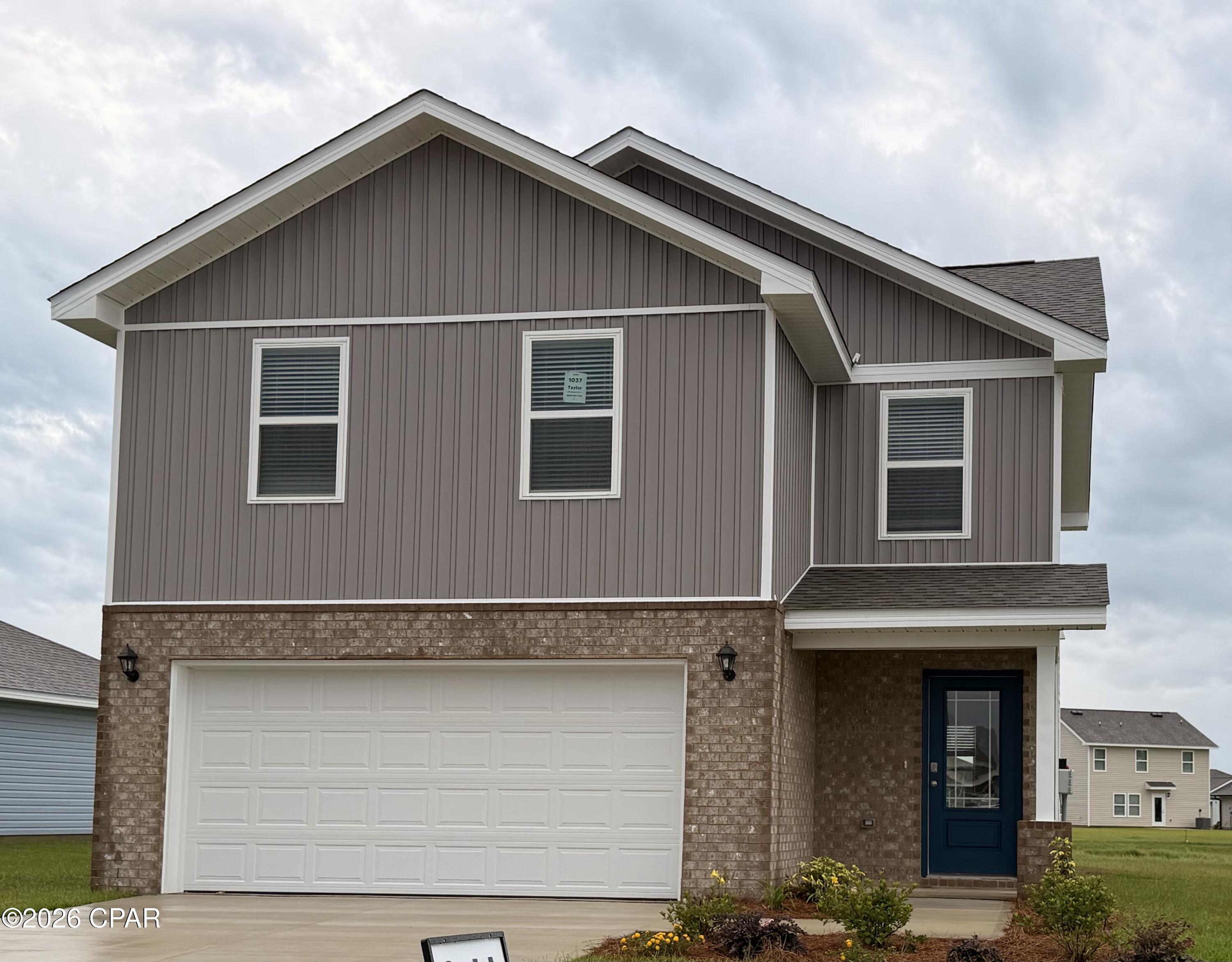 Welcome to the Taylor, a new home floor plan at Hodges Bayou Plantation in Panama City, Florida. The Taylor floor plan is a spacious 2-story 4 bedroom, 2.5 bathroom, with 1,722 square feet and includes a two-car garage. When you walk in, you will notice a spacious open kitchen, dining, and living room design. You will think of endless possibilities for laying out how your furniture will fit in this home. Stainless-steel appliances including a dishwasher, microwave, and stove are included in these homes, as well as beautiful quartz countertops and ivory, soft-close cabinets. A half bathroom is located by the front door for convenient bathroom privacy for visiting guests. EVP flooring is installed throughout the main areas, and soft, comfortable carpet in the bedrooms and stairwell which you notice as you walk upstairs.
 
All of the bedrooms and full bathrooms are located upstairs in this floorplan. The laundry room is also located upstairs making laundry day less treacherous. There are two bedrooms that have large closet spaces and an even larger walk-in closet in the third extra bedroom someone is sure to be happy about. All three spare bedrooms share a full bath with a shower/tub combo. A large double sink vanity is standard in the spare bathroom along with a privacy door separating the sinks with the toilet and shower.
 
The primary suite features ample space for a king-sized bedroom suite. The primary bathroom has a dual quartz sink vanity, with a stand up shower only, no tub and enclosed toilet for extra privacy. The walk-in closet is located within the primary bathroom and has all the space you need to get ready for your day.
 
On the exterior of this home you will notice brick on the front with vinyl siding, dimensional shingles with 30-year warranty and a concrete walkway to the front door. The porch is covered keeping you dry on rainy days. The two-car garage has a steel garage door and leads right into the kitchen and dining area to the back door. Each home in Hodges Bayou Plantation includes a fully sodded lawn to each property line and flower beds at front entry.
 
This home will come equipped with a Home is Connected® smart home technology package including QOLSYS IQ Panel, Skybell Doorbell, Kwikset Smartcode front door lock and DEAKO Smart Switches which allows you to control your home with your smart device while near or away. Our Hodges Bayou community features underground utilities making it less susceptible to damage from severe weather leading to fewer outages and more reliable service. Sidewalks line every street so you can enjoy the unbeatable Florida sunsets and sunrises on your walk to the playground with the kids or the dogs. Whatever room in this house you're in, you will feel right at home! Contact us today to find your home at Hodges Bayou Plantation!