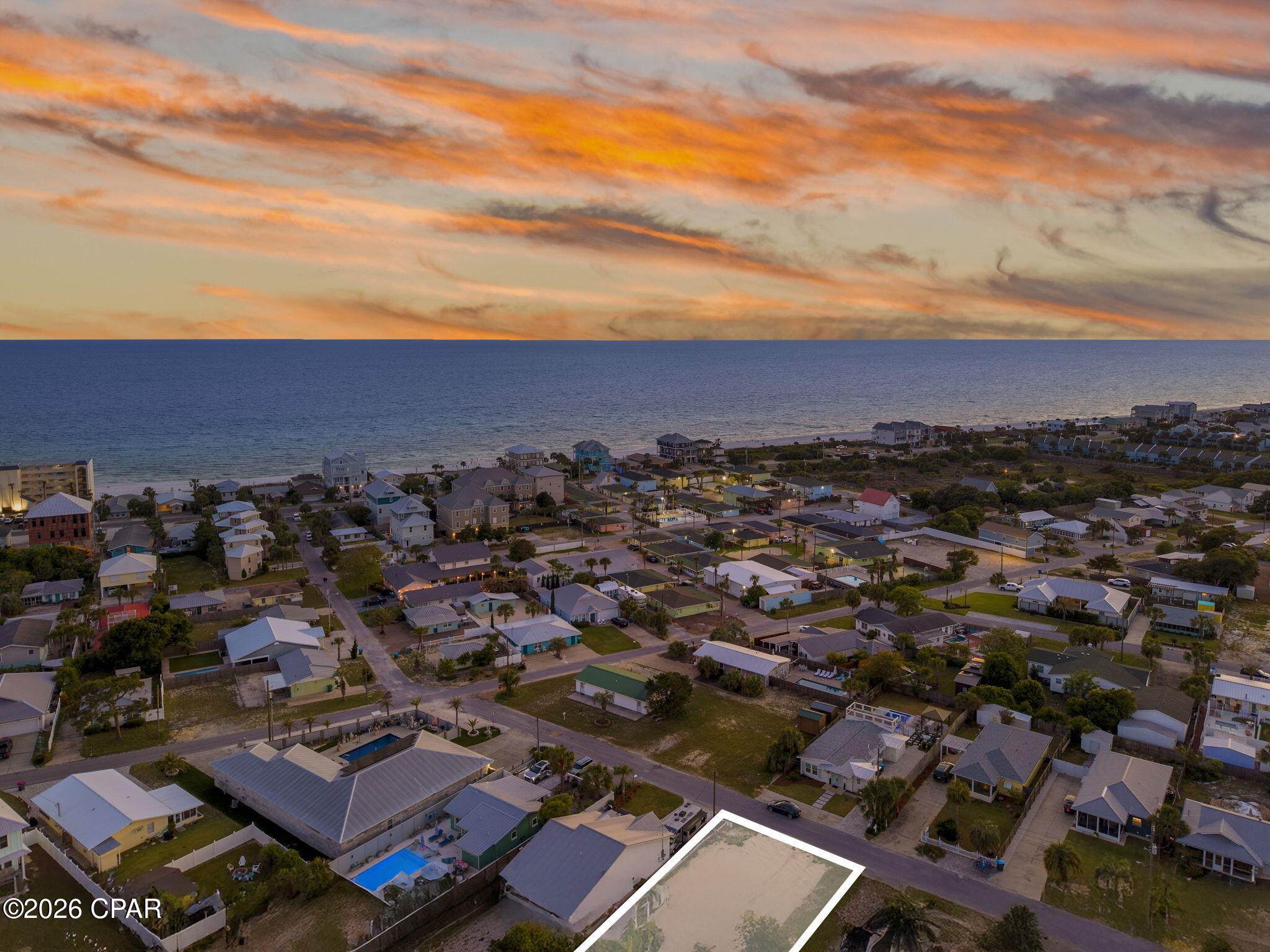 Build your dream beach home on this cleared and filled 50' x 112' homesite on the highly desirable west end of Panama City Beach. Tucked away on a dead-end street with no through traffic, this property offers privacy while still being within walking distance of the sugar-white sands and four nearby public beach access points.

The lot is ready for your vision with public water available, public sewer available with engineering already completed, and a survey in hand, helping streamline the building process. Whether you are looking to build a primary residence, second home, or investment property, this desirable location offers convenient access to the beach, 30A, Pier Park, dining, shopping, and entertainment.

Don't miss this opportunity to own a ready-to-build homesite in one of Panama City Beach's most sought-after areas.